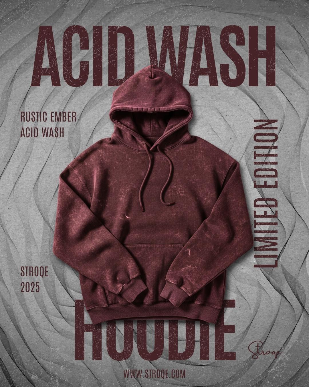 Rustic Ember Acid Wash Hoodie