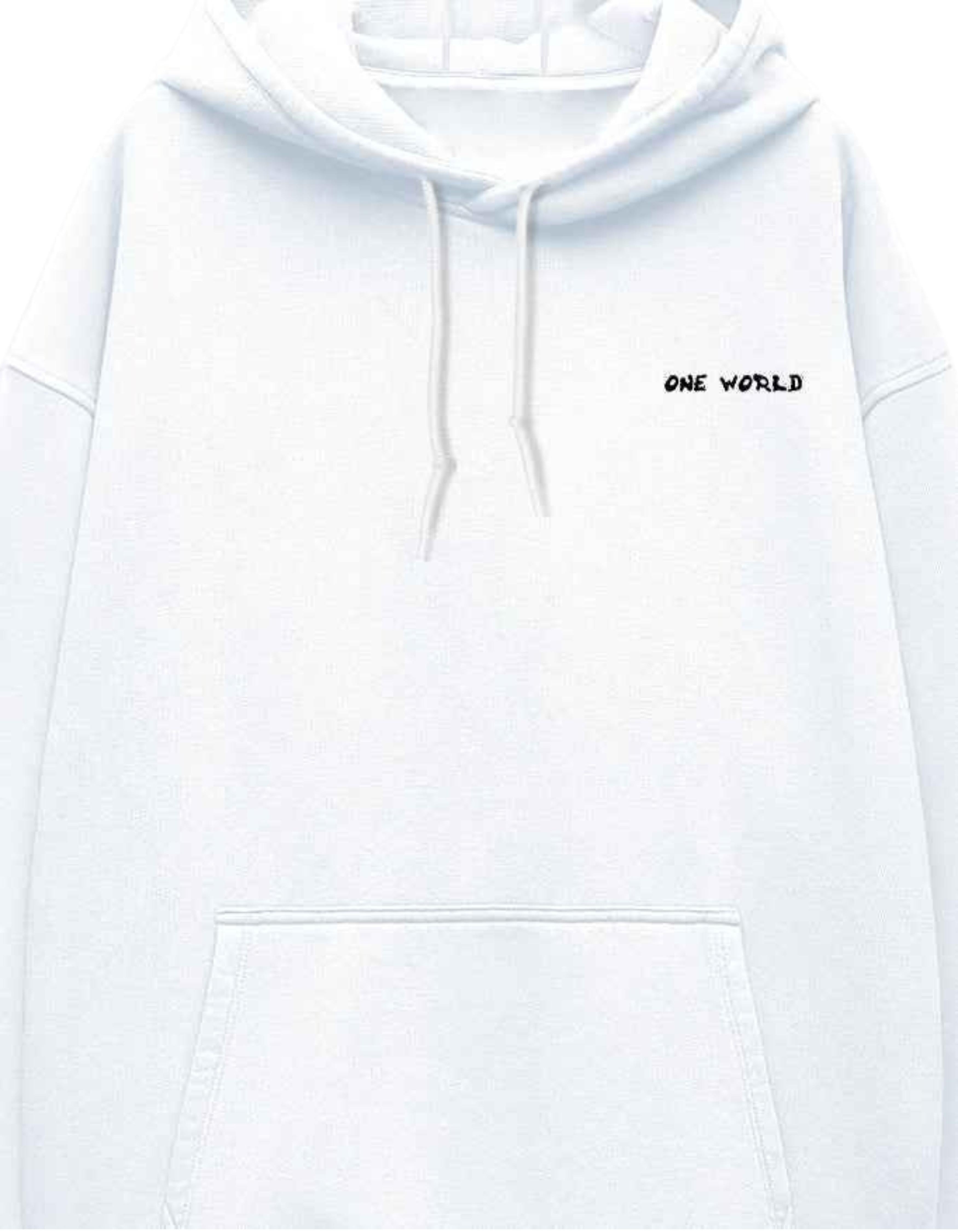 White One World Typography Oversized Hoodie