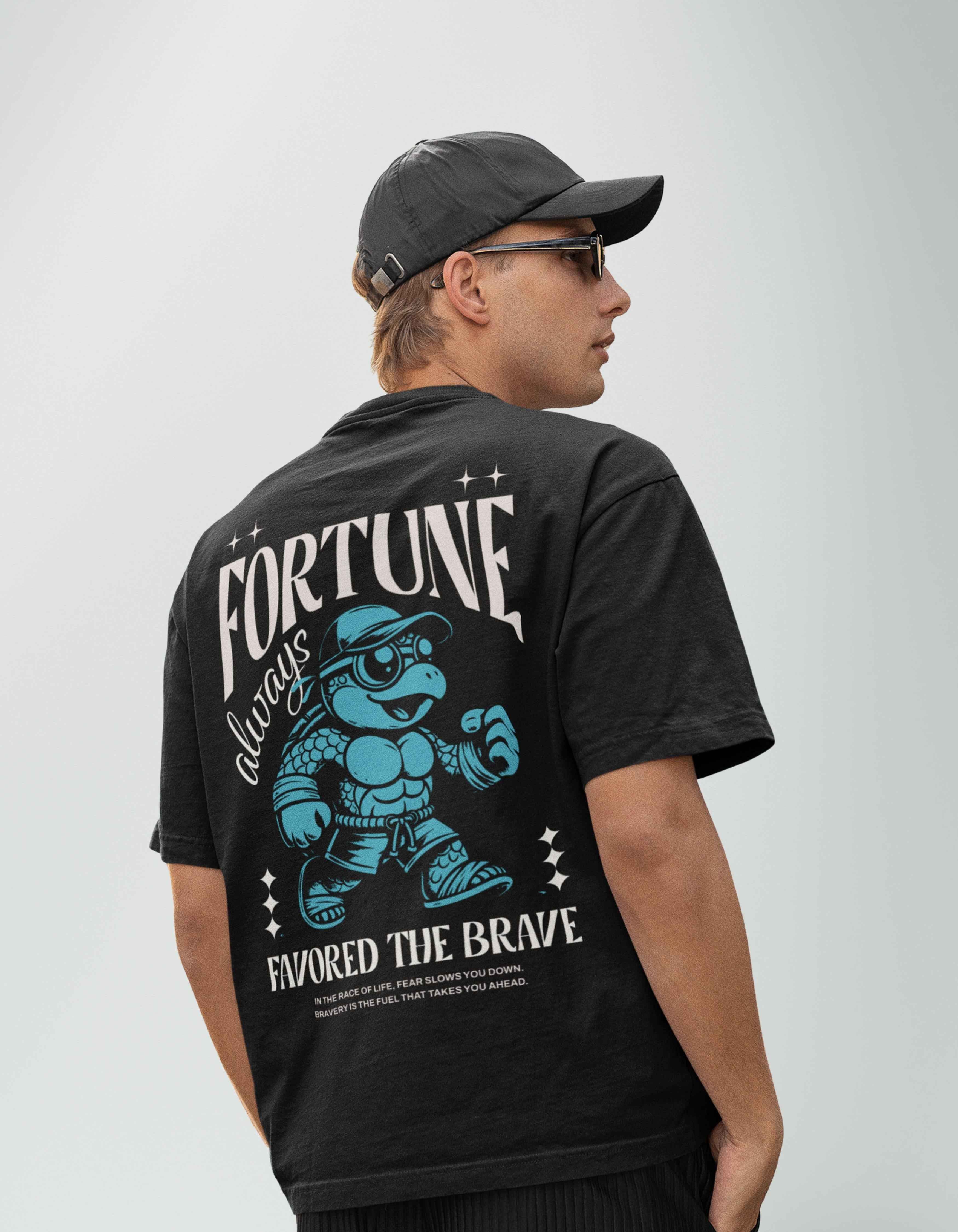 Black Fortune Oversized Printed T-Shirt