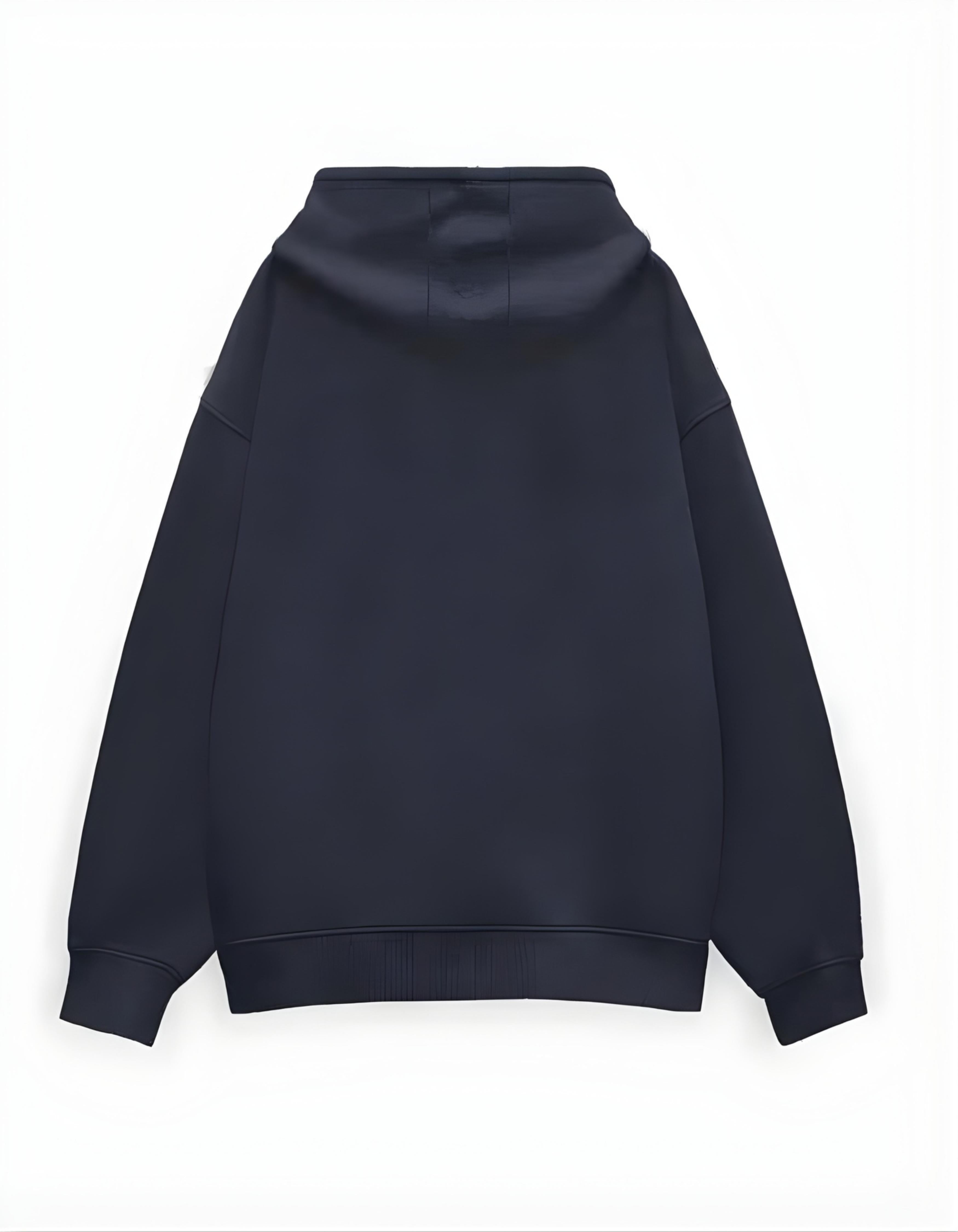 Navy Blue Urban Circle Typography Oversized Hoodie