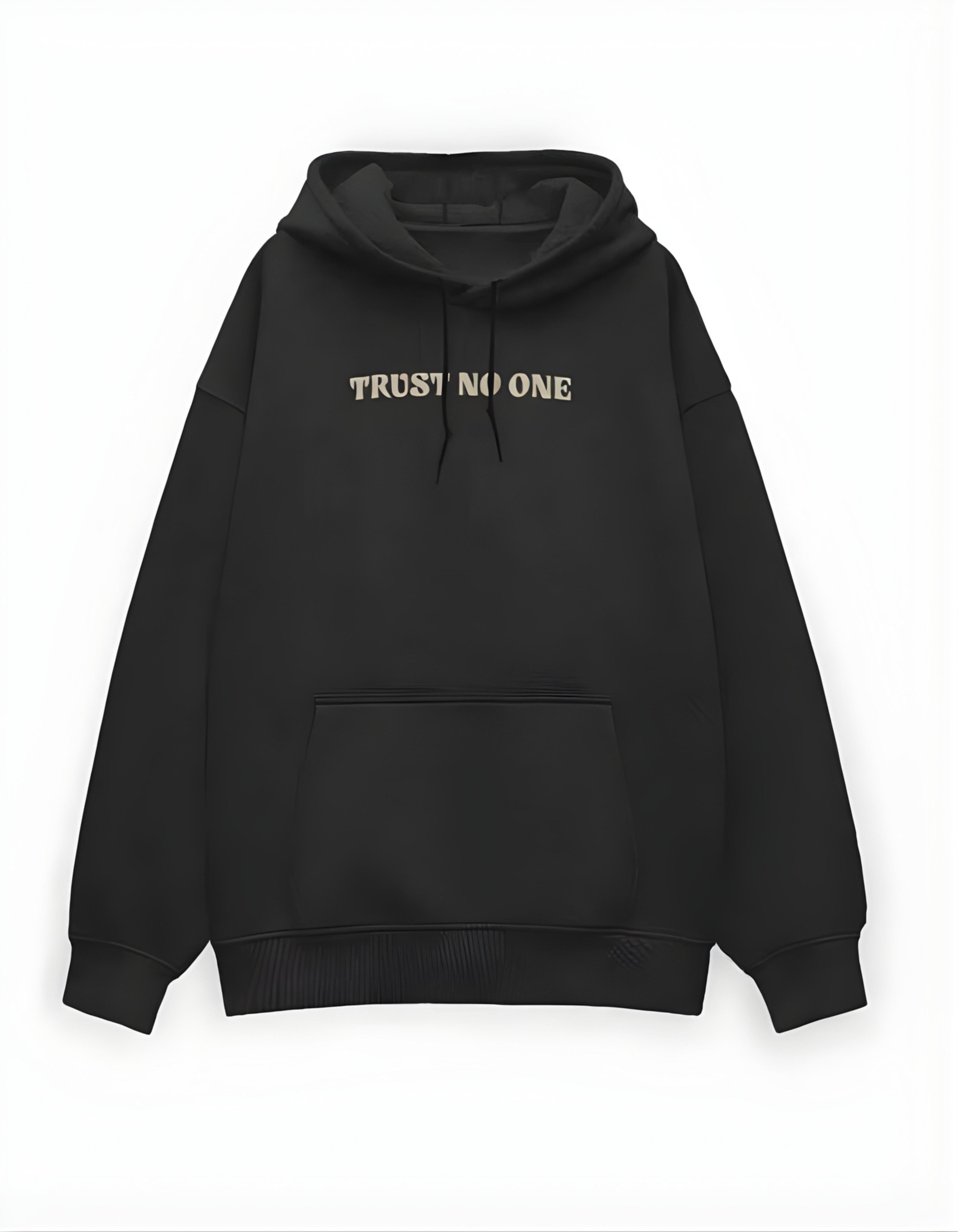 Black Trust No One Printed Oversized Hoodie