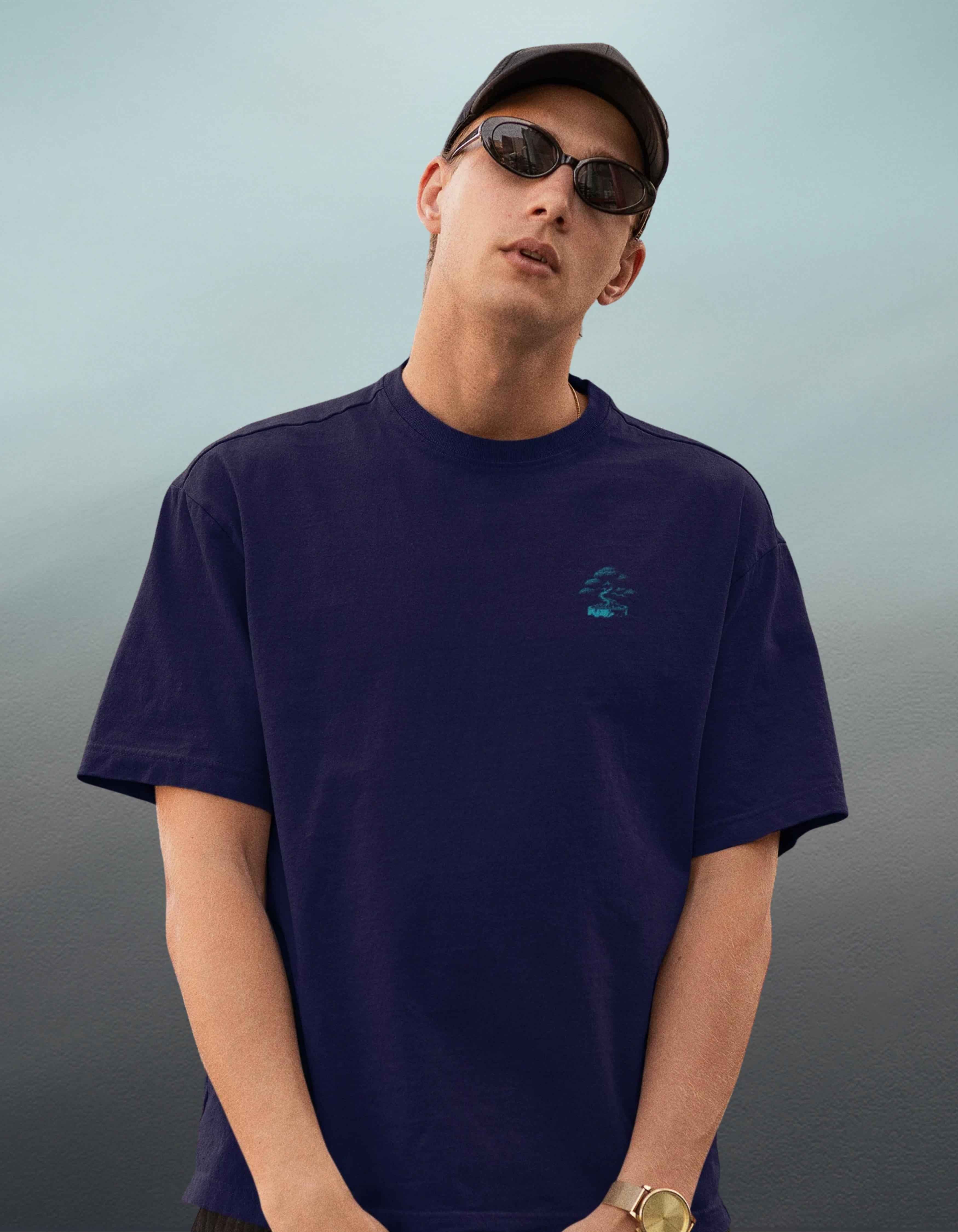 Royal Blue Bonsai Oversized Printed T-Shirt