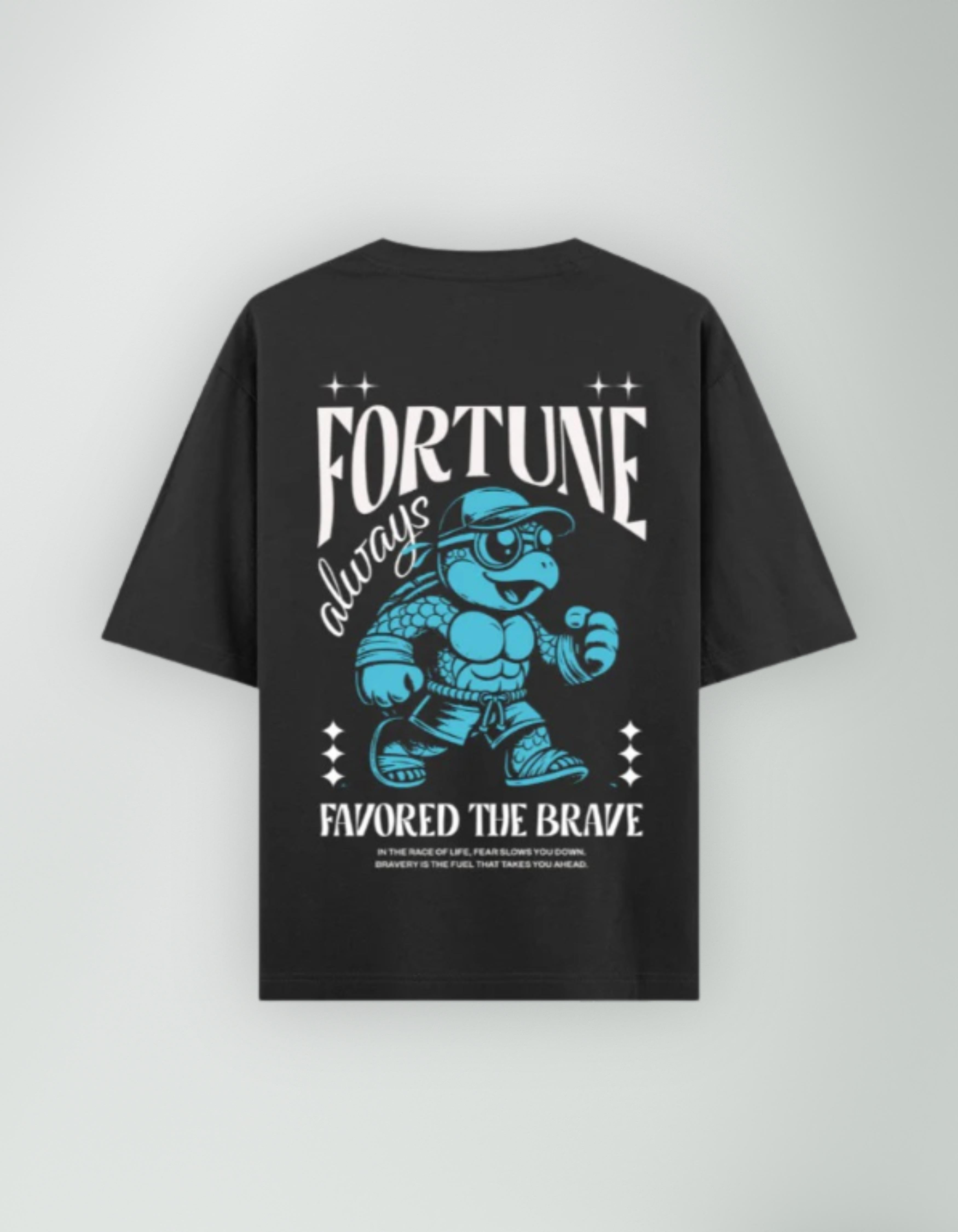 Black Fortune Oversized Printed T-Shirt