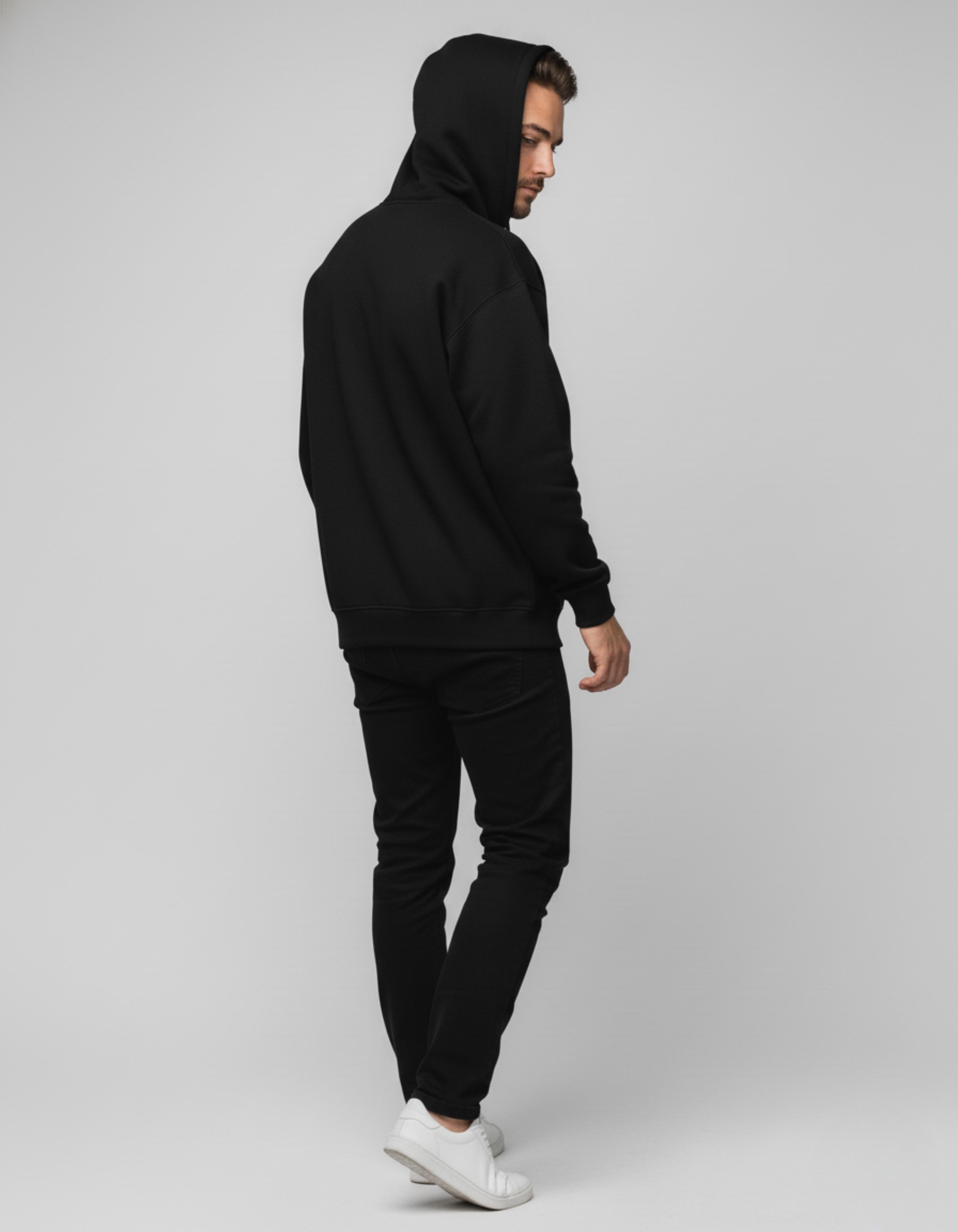 Black Conquer with Excellence Typography Oversized Hoodie