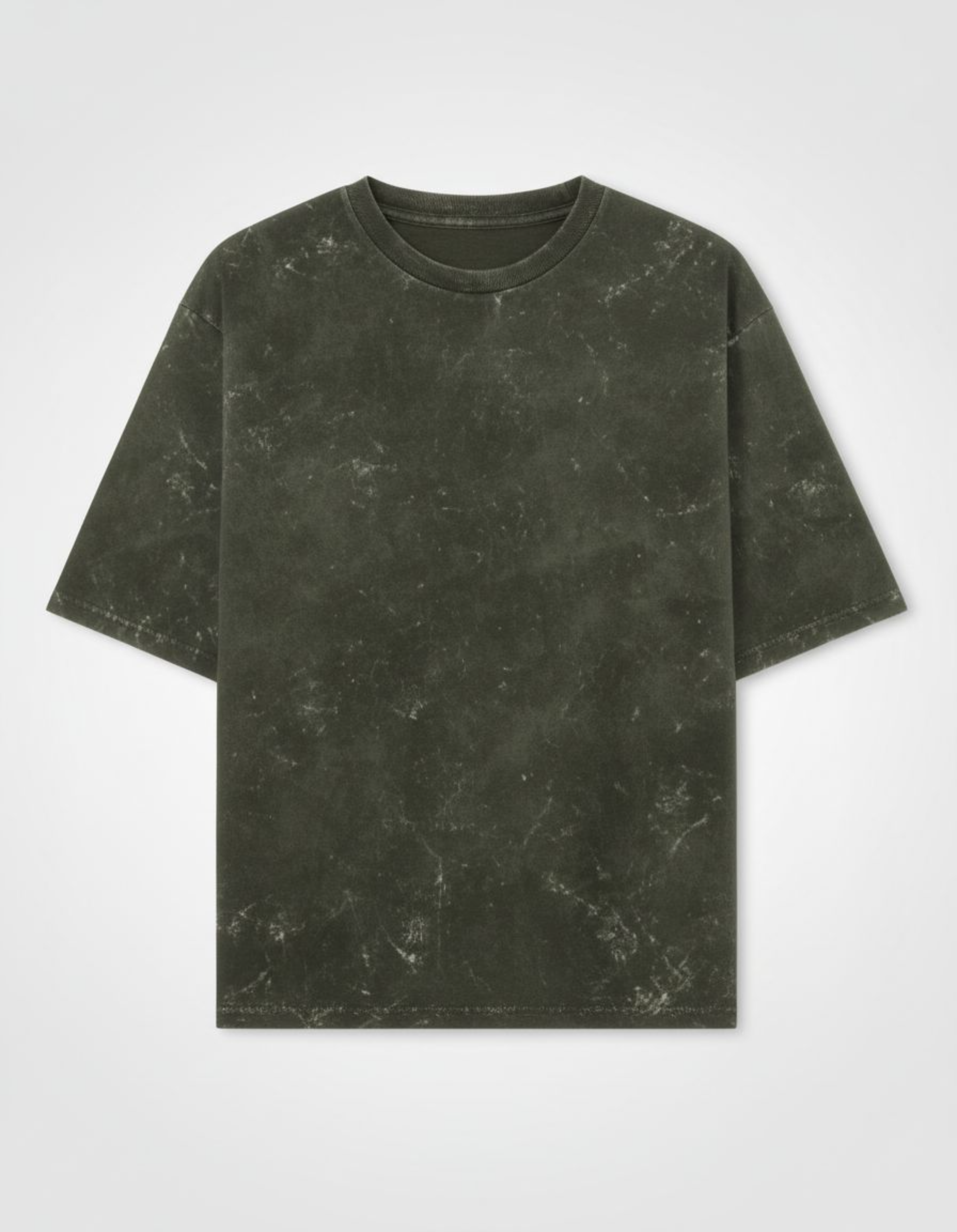 Oversized olive green t-shirt on a white background