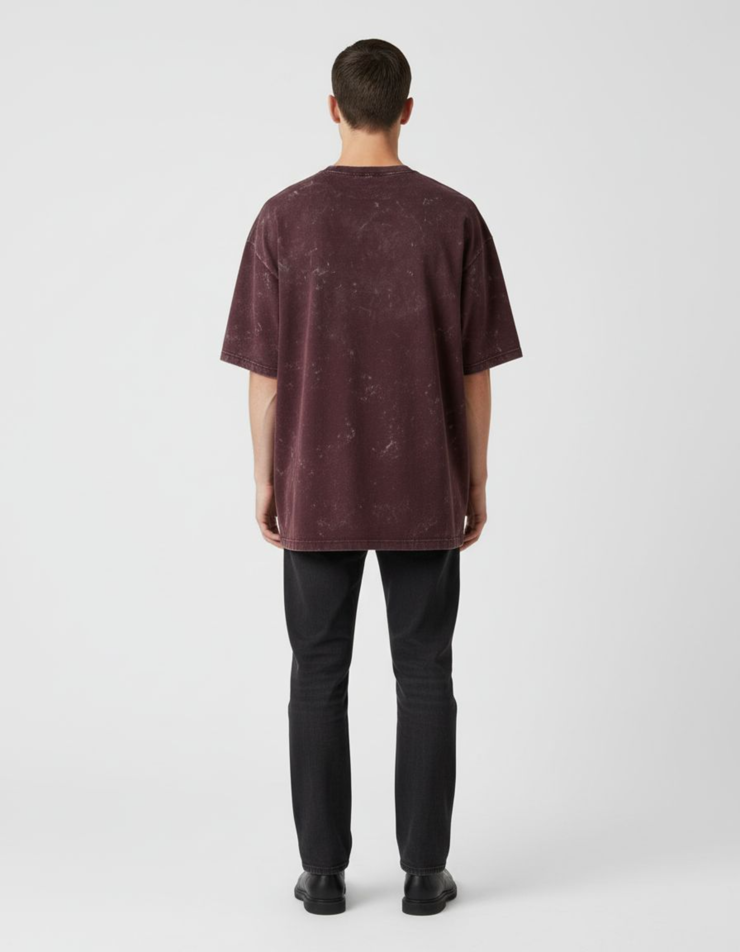 Plain Maroon Oversized Acid Washed T-Shirt