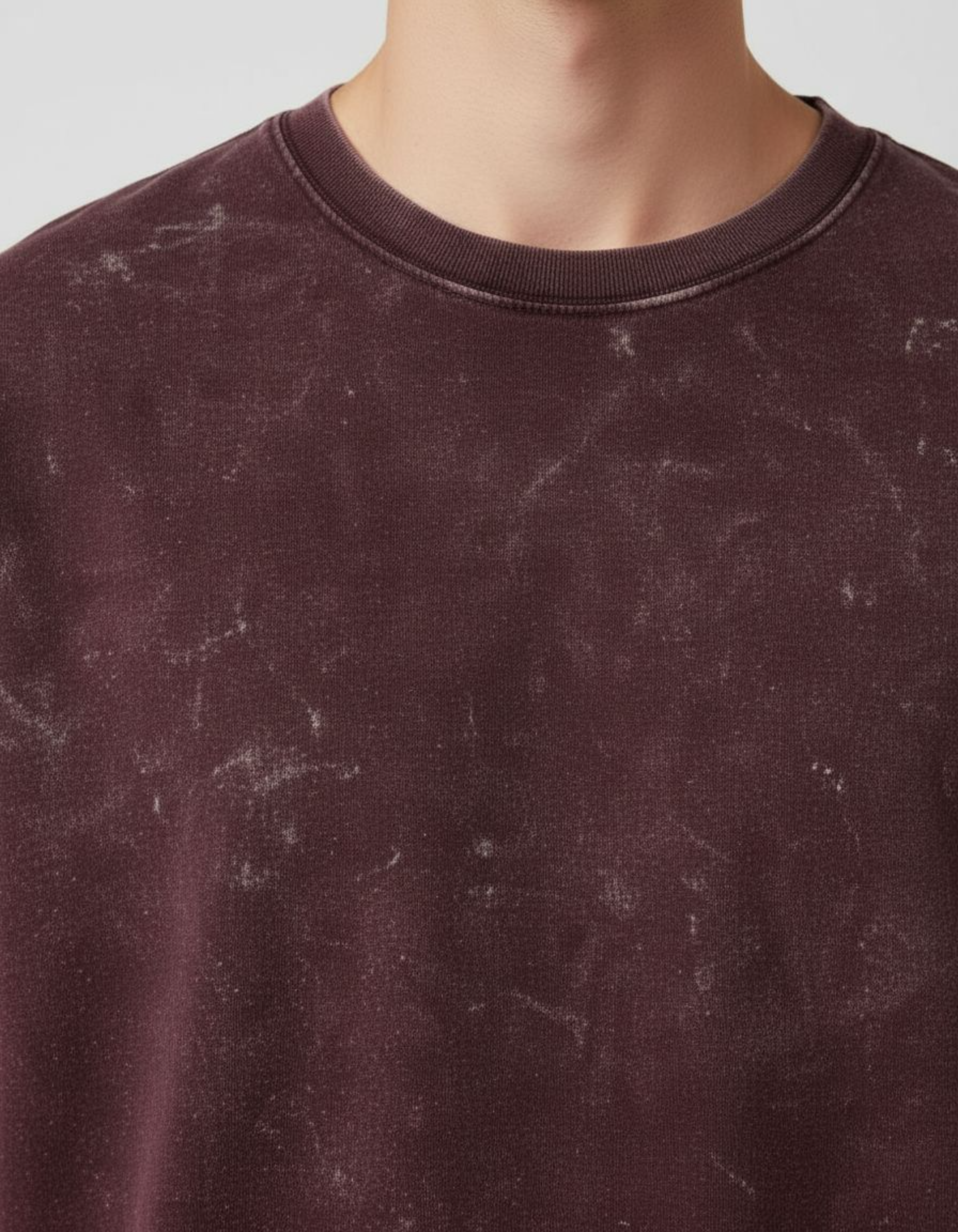 Plain Maroon Oversized Acid Washed T-Shirt