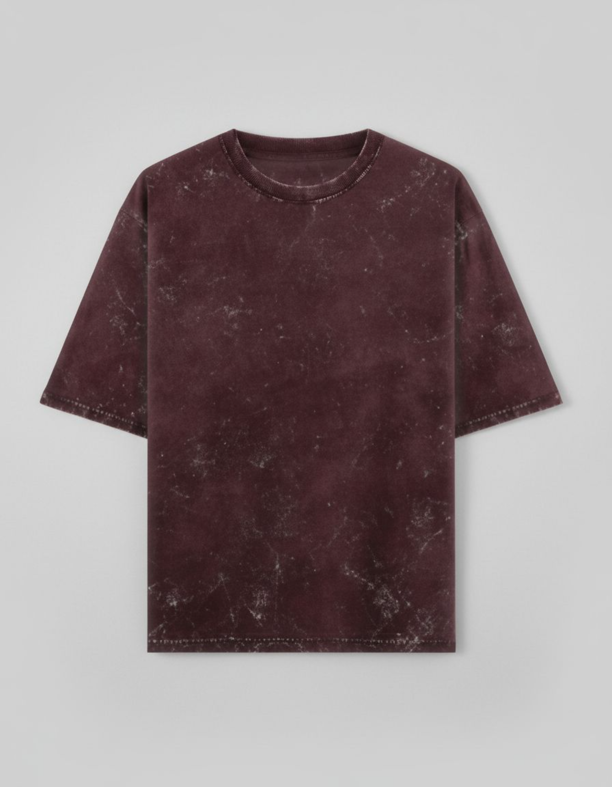 Plain Maroon Oversized Acid Washed T-Shirt