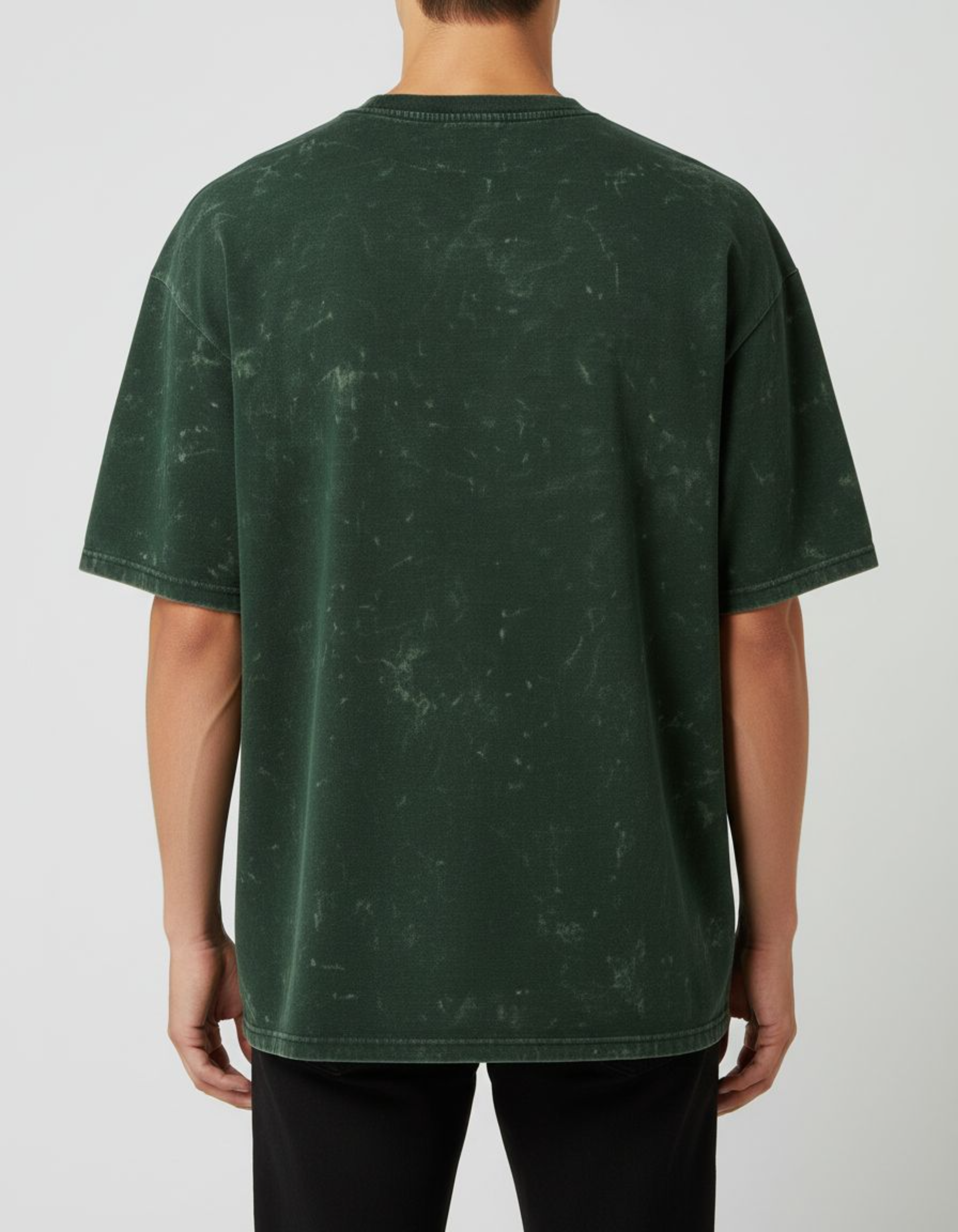 Plain Bottle Green Oversized Acid Washed T-Shirt