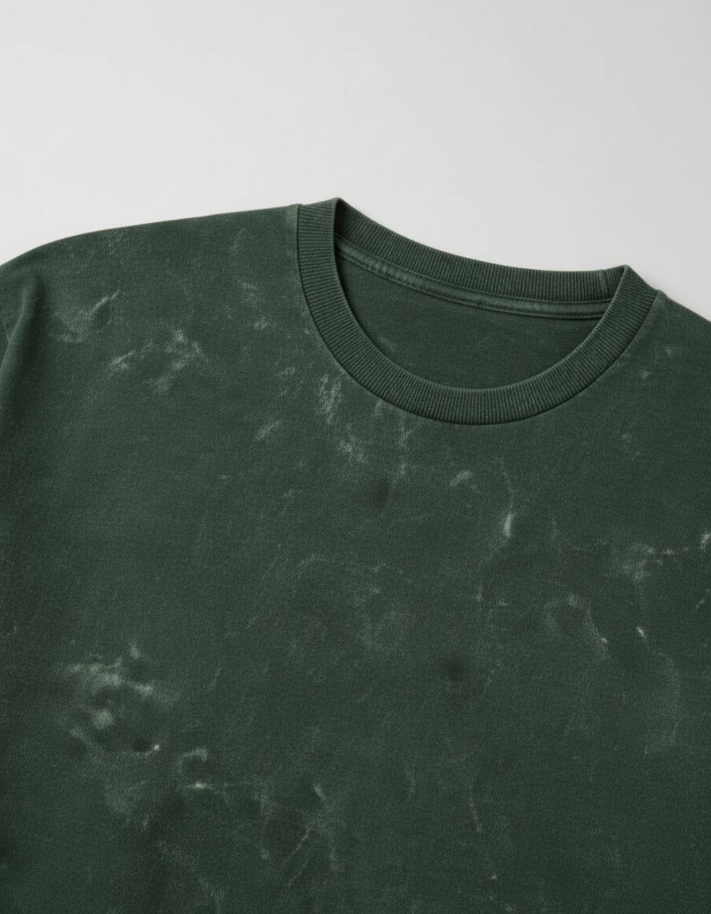 Plain Bottle Green Oversized Acid Washed T-Shirt