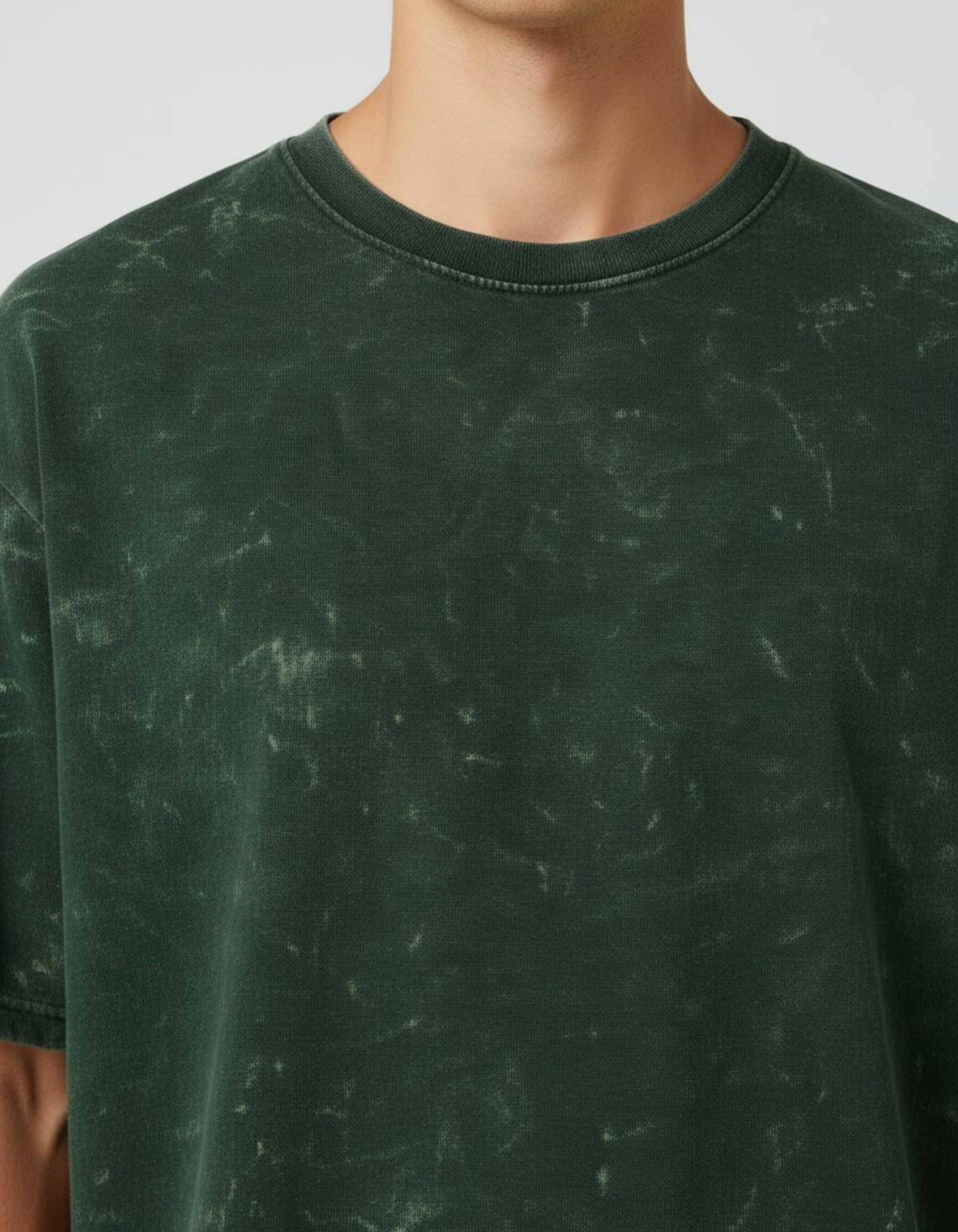 Plain Bottle Green Oversized Acid Washed T-Shirt