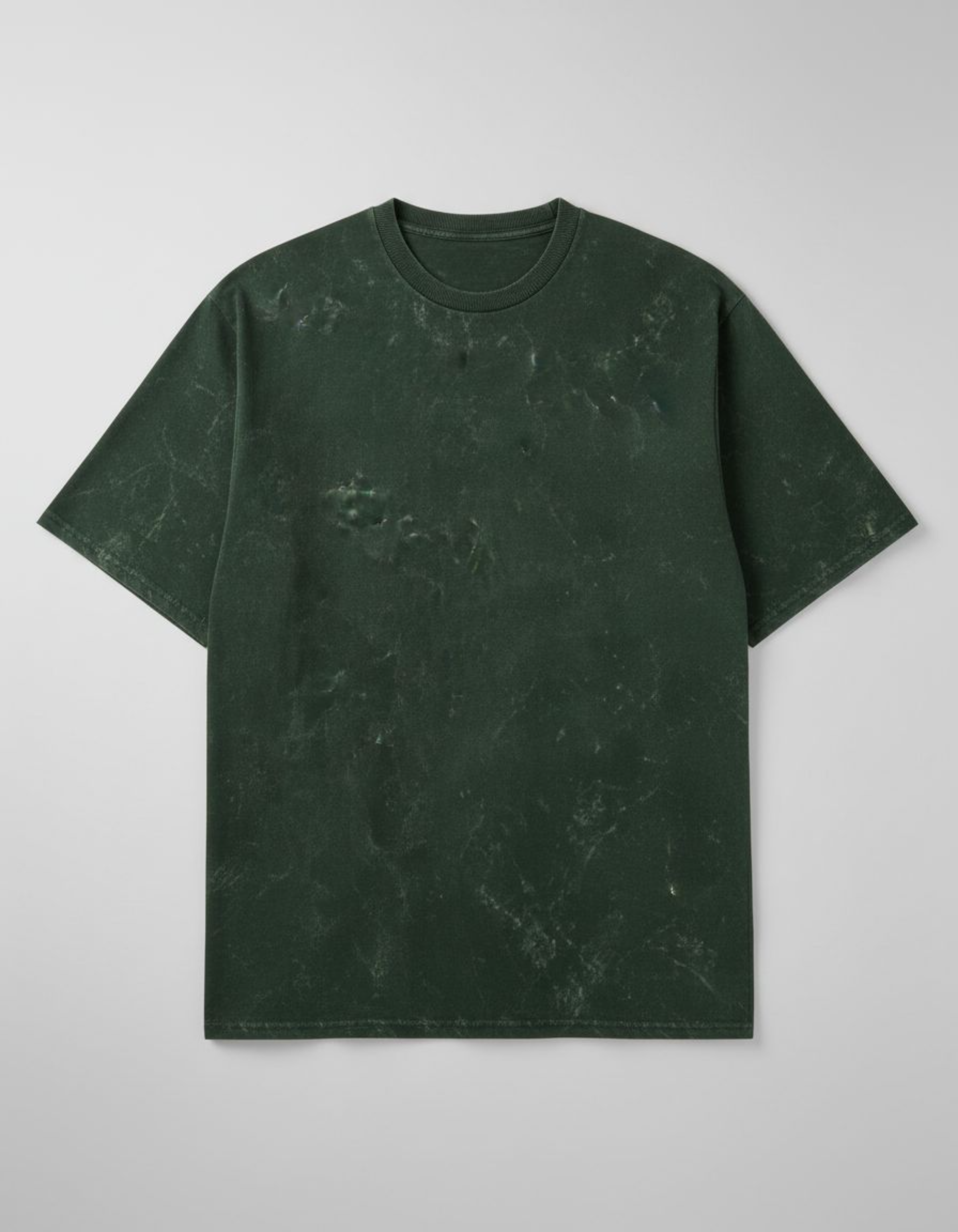 Plain Bottle Green Oversized Acid Washed T-Shirt