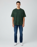 Plain Bottle Green Oversized Acid Washed T-Shirt