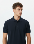 Solid Navy Blue Regular Fit Polo T-Shirt