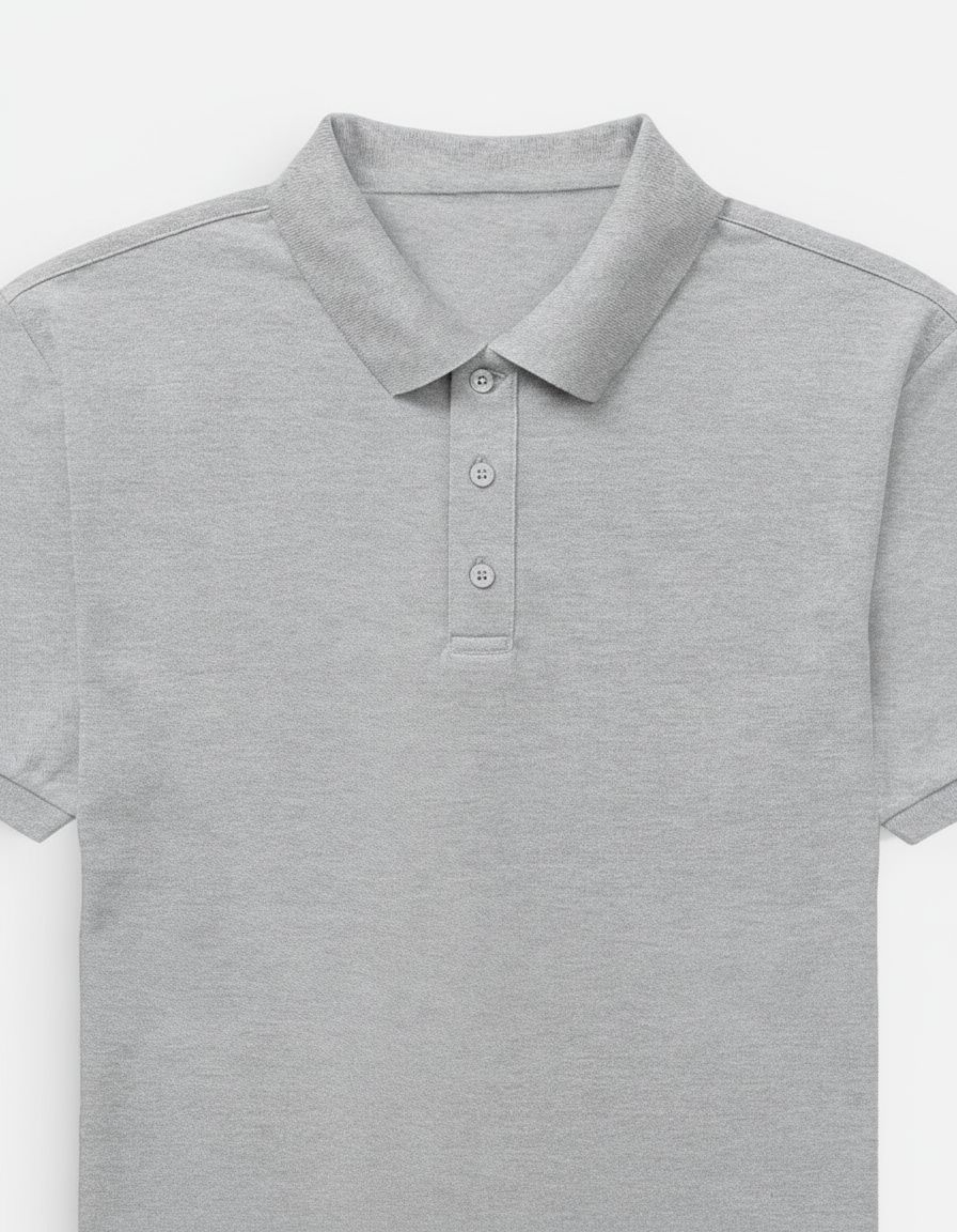 Solid Grey Melange Regular Fit Polo T-Shirt