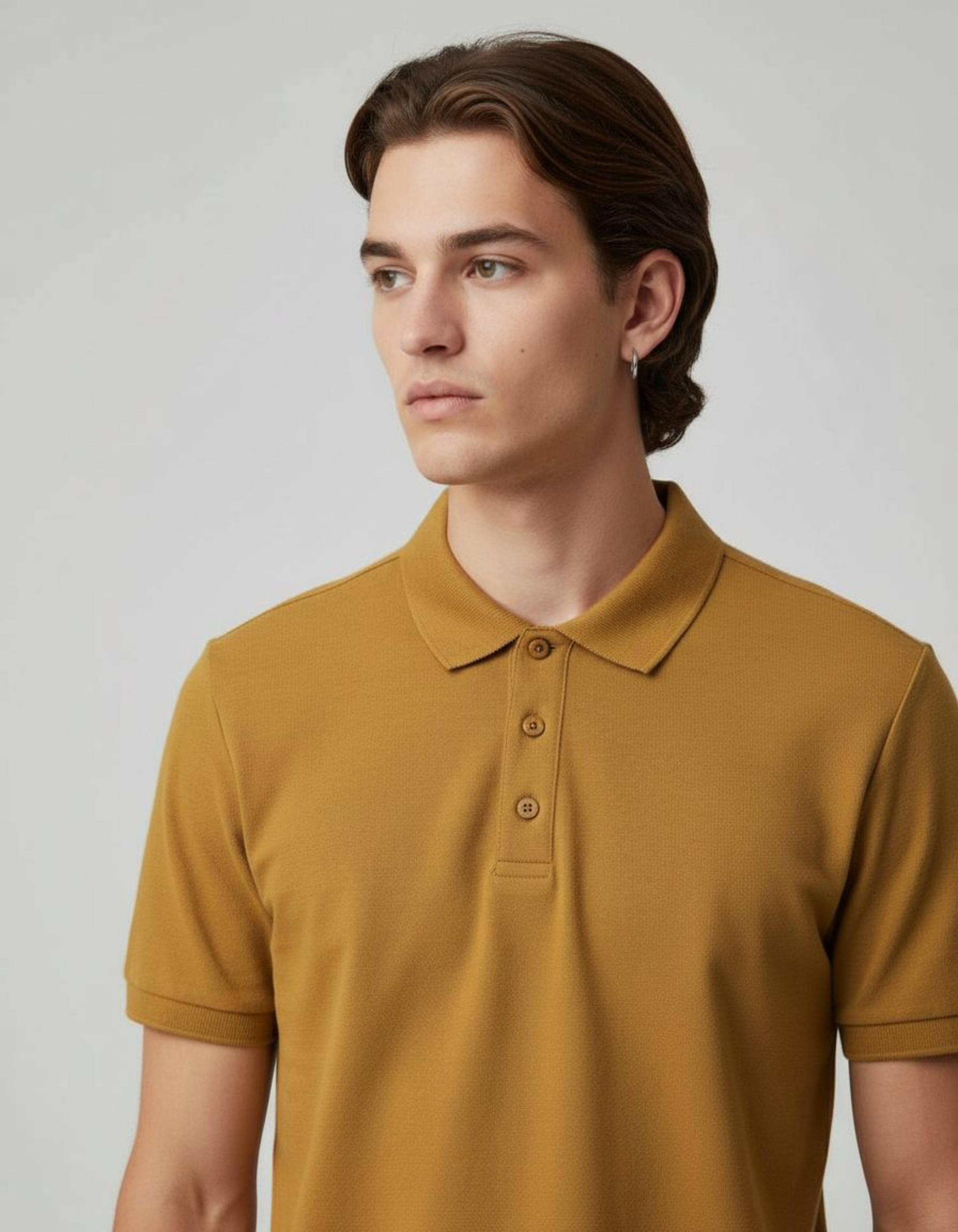 Solid Mustard Yellow Regular Fit Polo T-Shirt