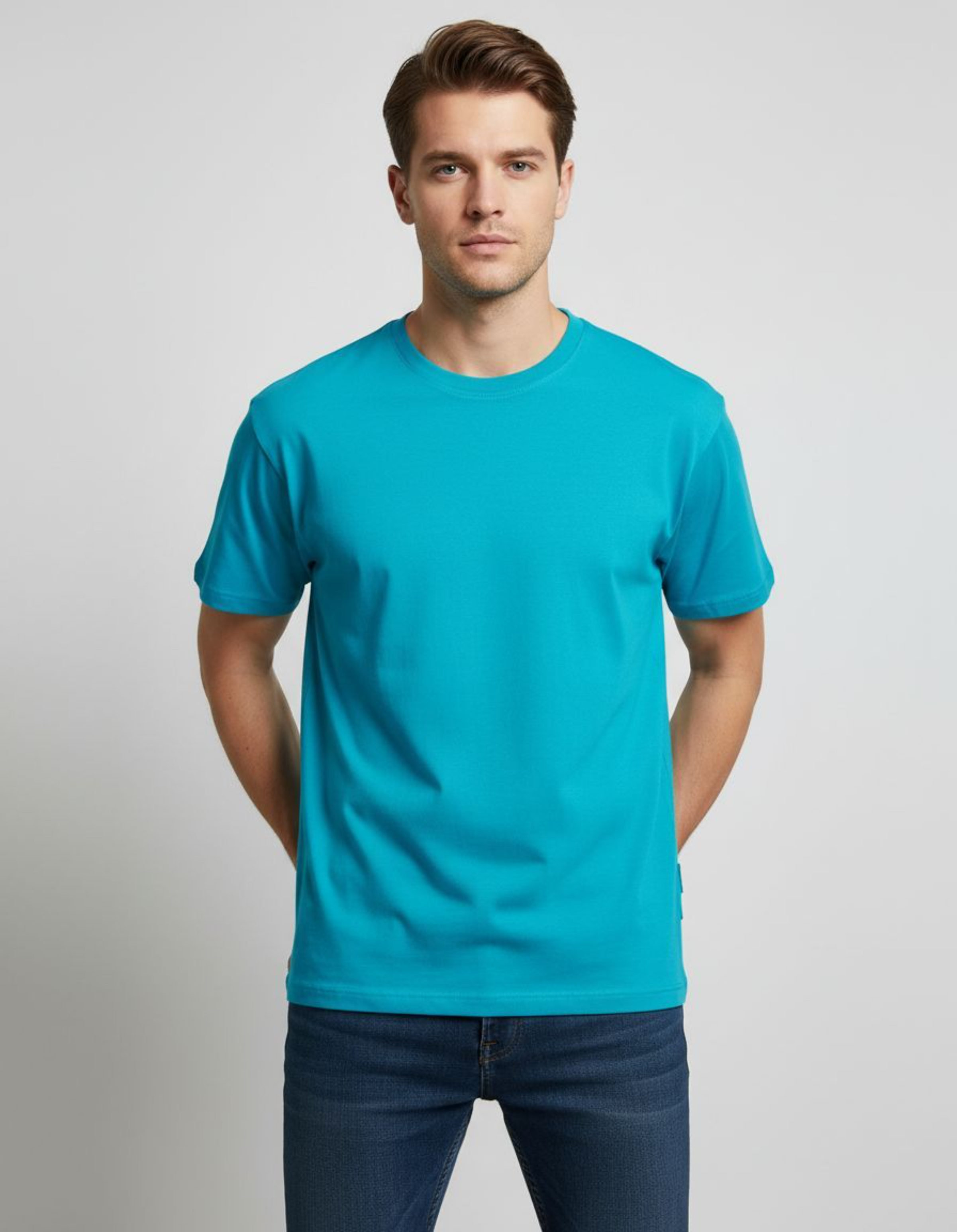 Solid Sky Blue Regular Fit T-Shirt