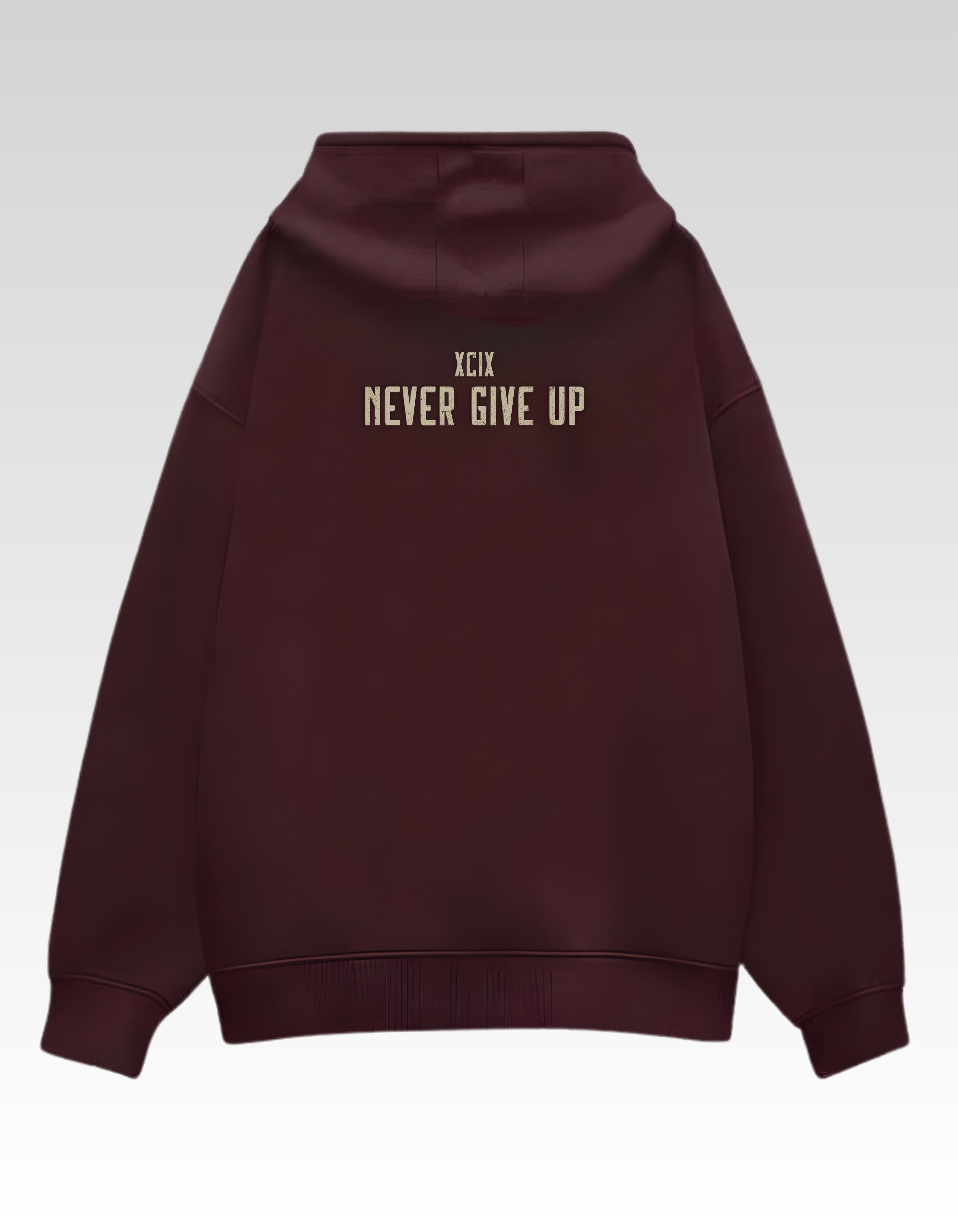 Maroon 99 Oversized Printed Hoodie
