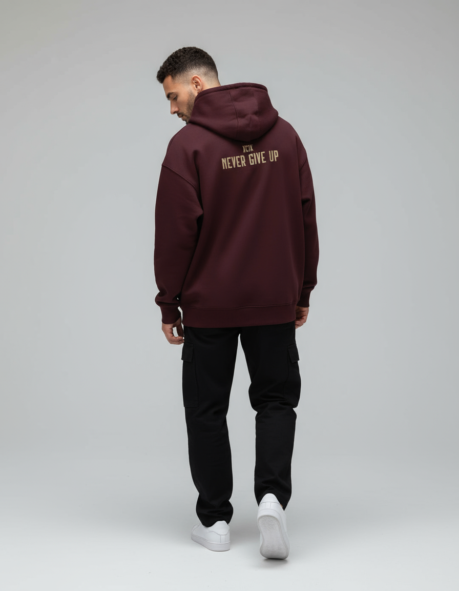Maroon 99 Oversized Printed Hoodie