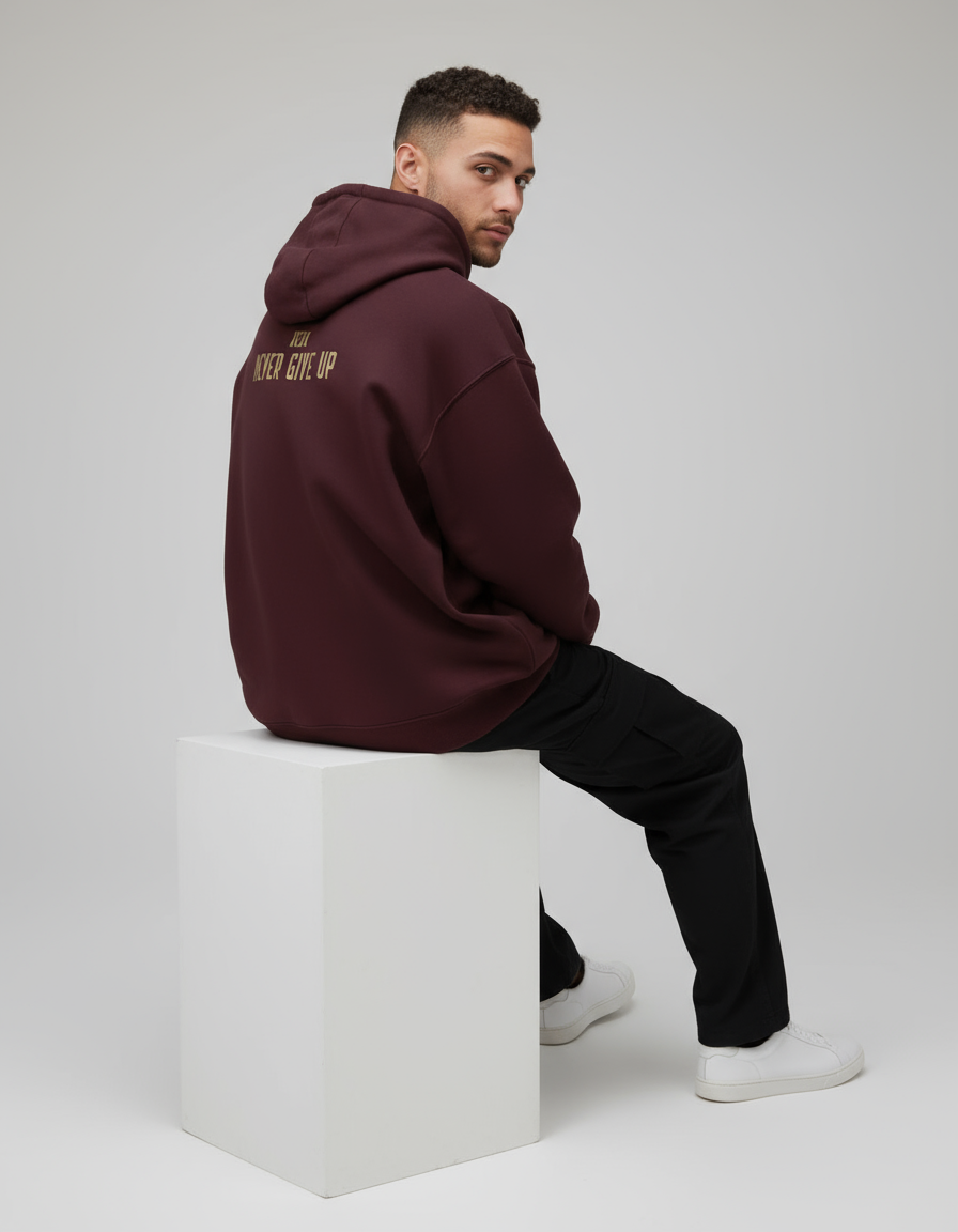 Maroon 99 Oversized Printed Hoodie