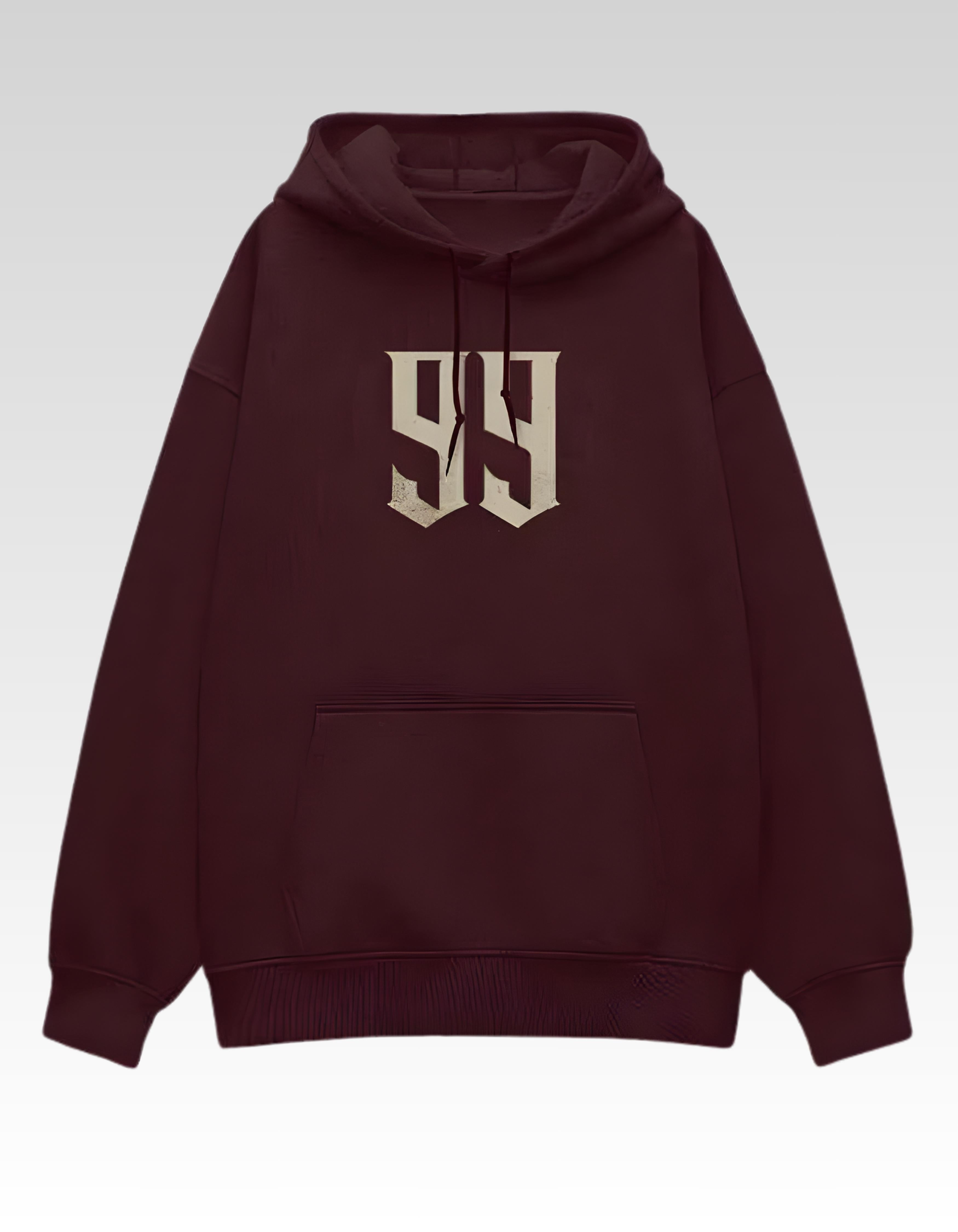 Maroon 99 Oversized Printed Hoodie