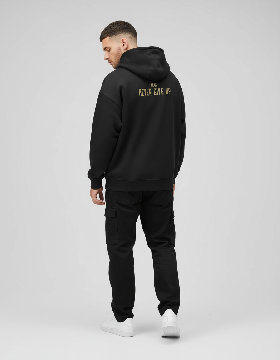 Black 99 Oversized Printed Hoodie