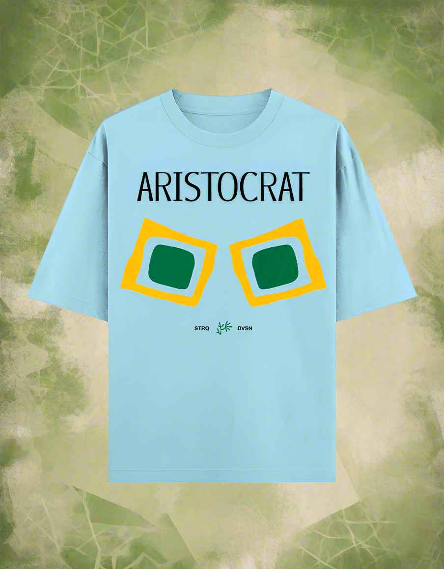 Baby Blue Aristocrat Oversized Printed T-Shirt