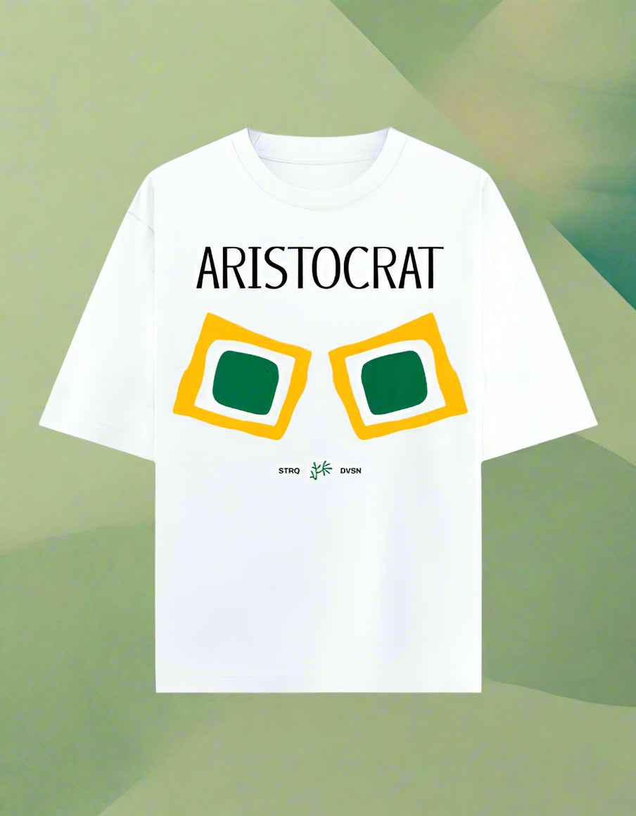 White Aristocrat Oversized Printed T-Shirt