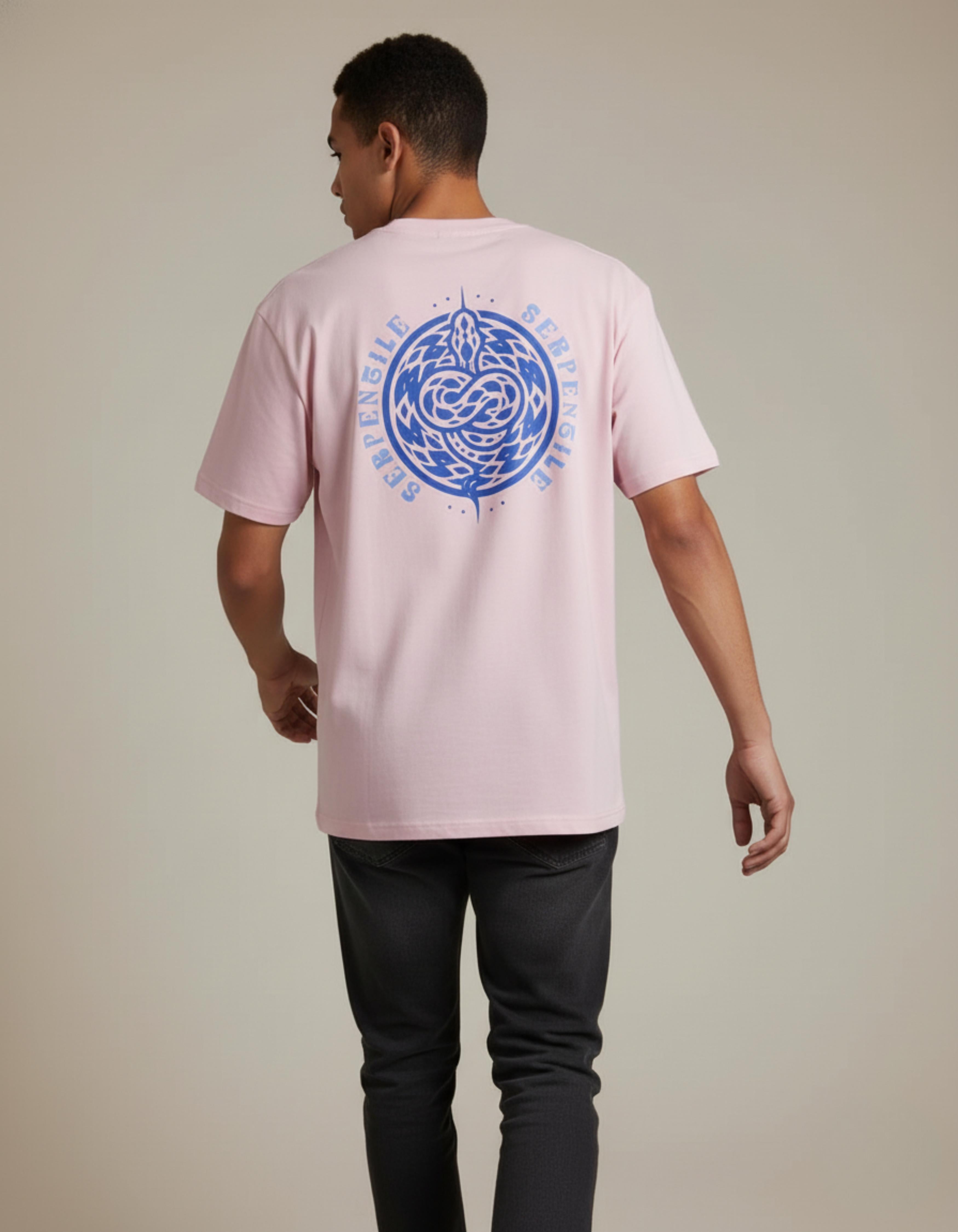 Baby Pink Serpentile Printed T-Shirt