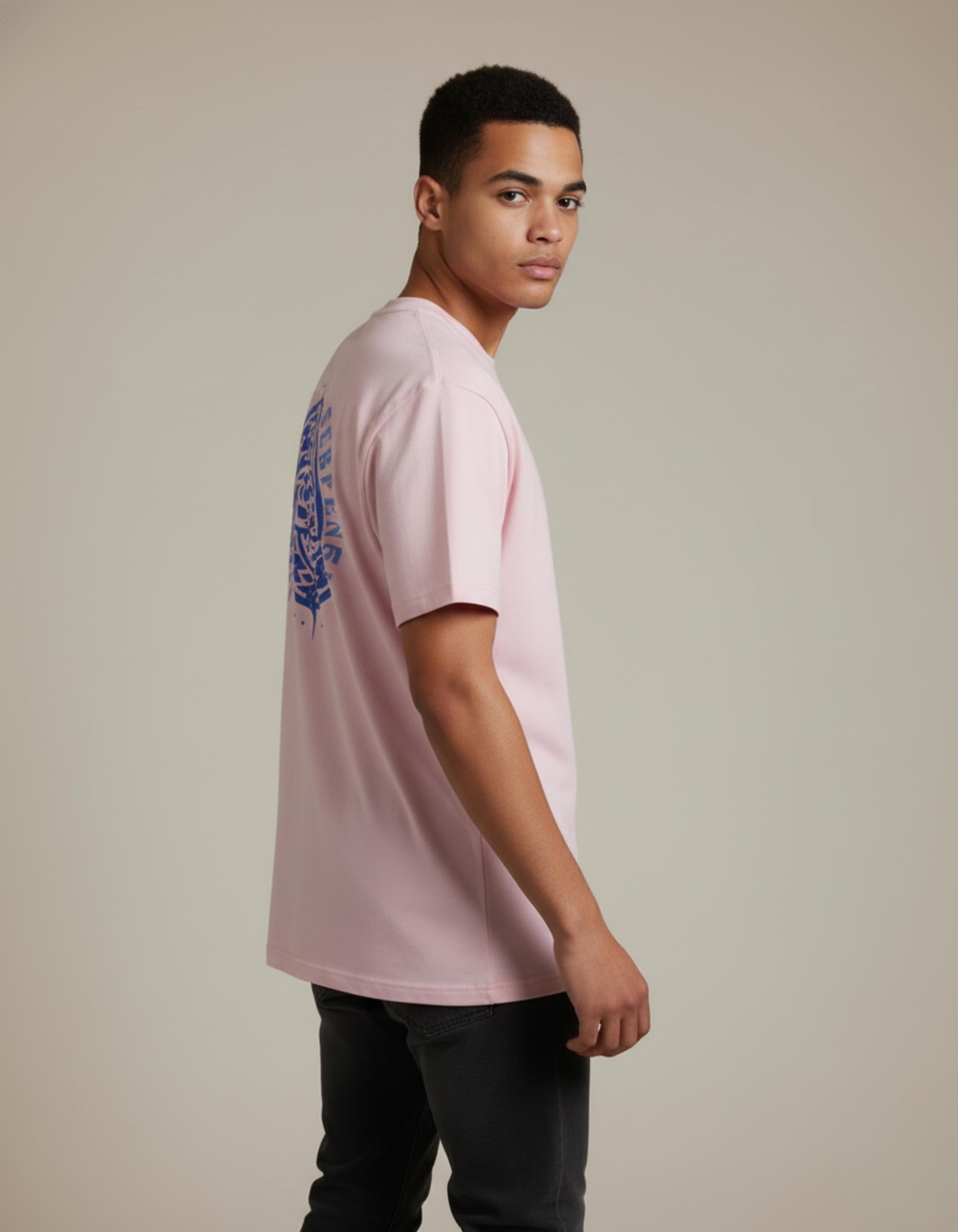 Baby Pink Serpentile Printed T-Shirt