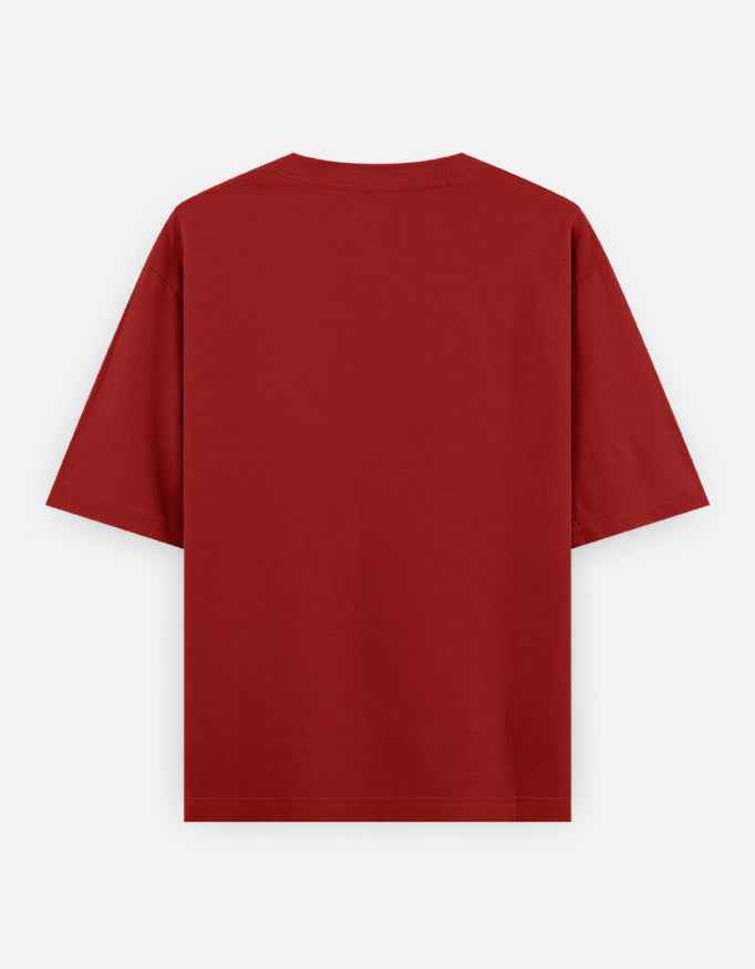 Red Respect the Locals Oversized Typography T-Shirt