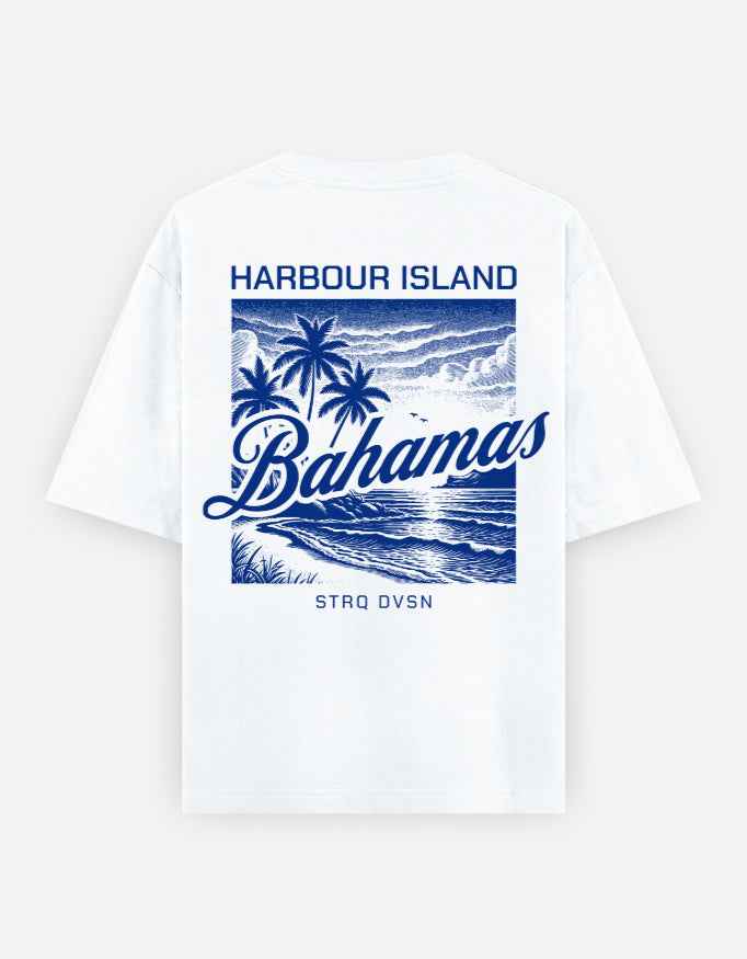 White Bahamas Printed Oversized T-Shirt