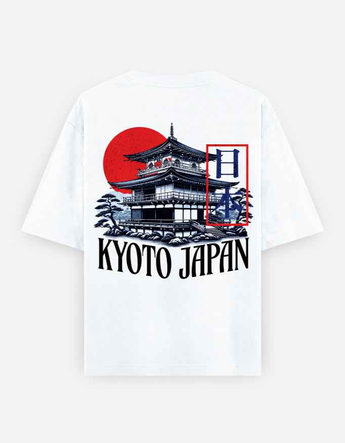 White Kyoto JPN Printed Oversized T-Shirt