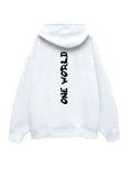 White One World Typography Oversized Hoodie