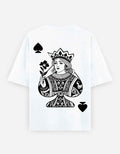White Queen of Hearts Oversized Printed T-Shirt