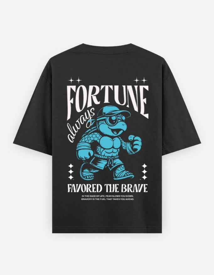 Black Fortune Oversized Printed T-Shirt