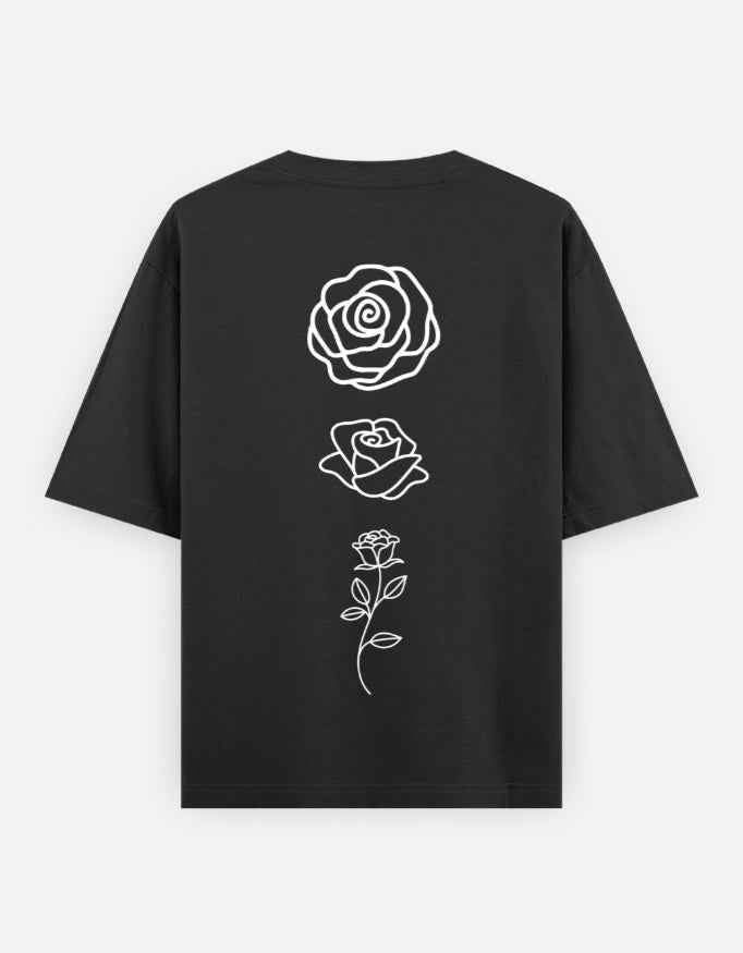 Black Floral Oversized Printed T-Shirt