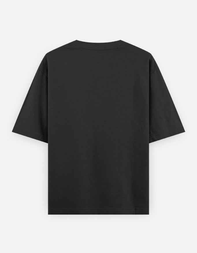 Black Respect the Locals Oversized Typography T-Shirt