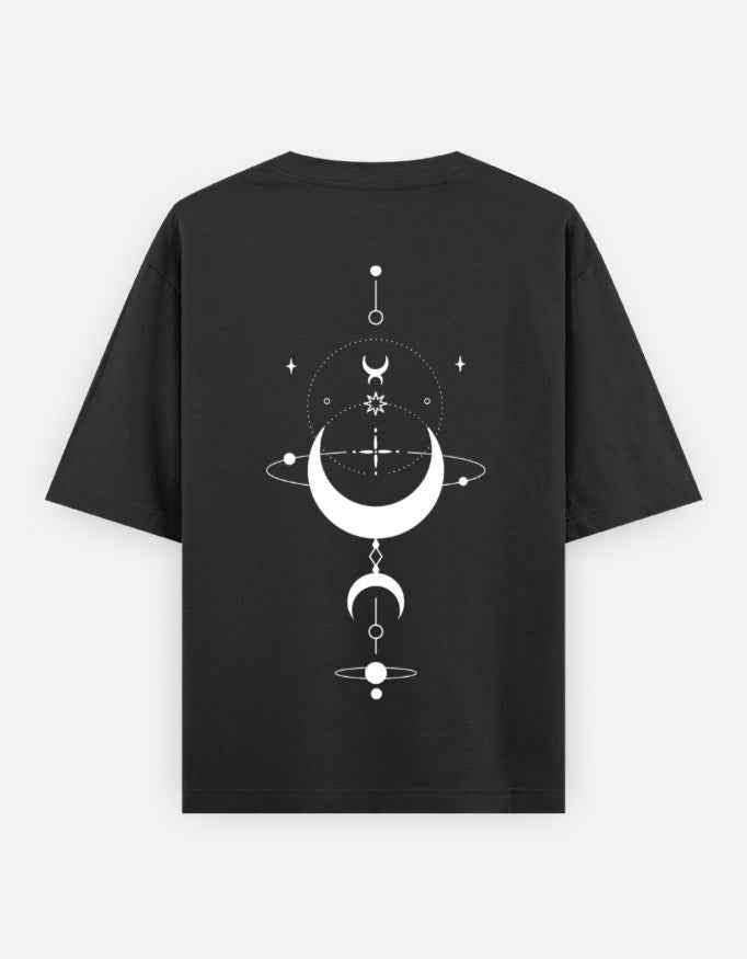 Black Celestial Oversized Printed T-Shirt