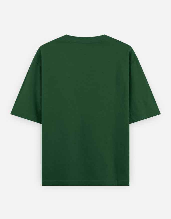 Bottle Green Let's Catchup Typography Oversized T-shirt