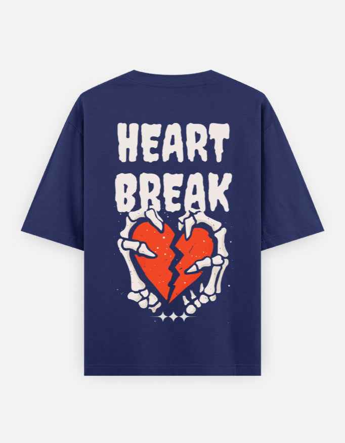 Royal Blue Heart Break Oversized Printed T-Shirt