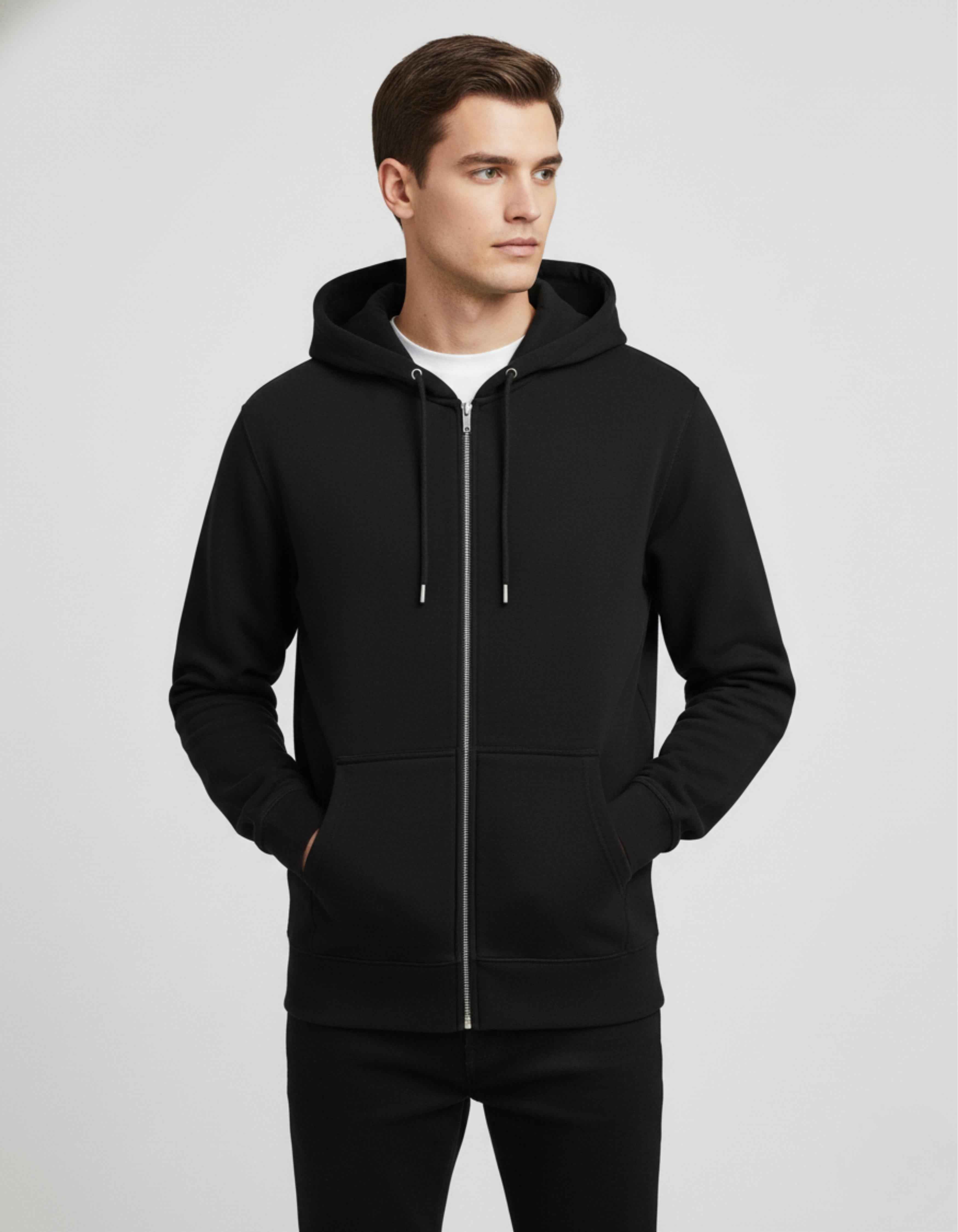 Basic Black Zipped Hoodie