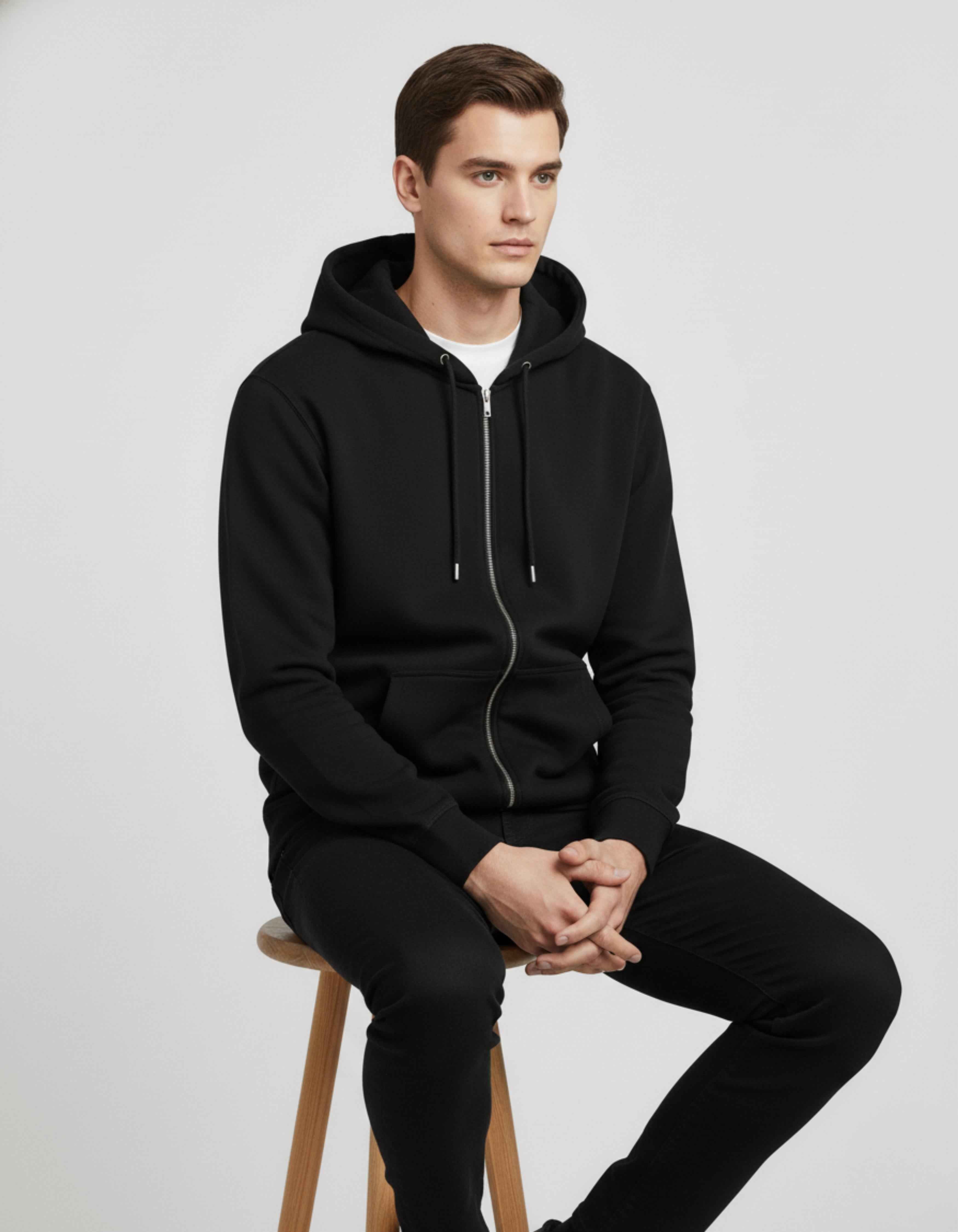 Basic Black Zipped Hoodie