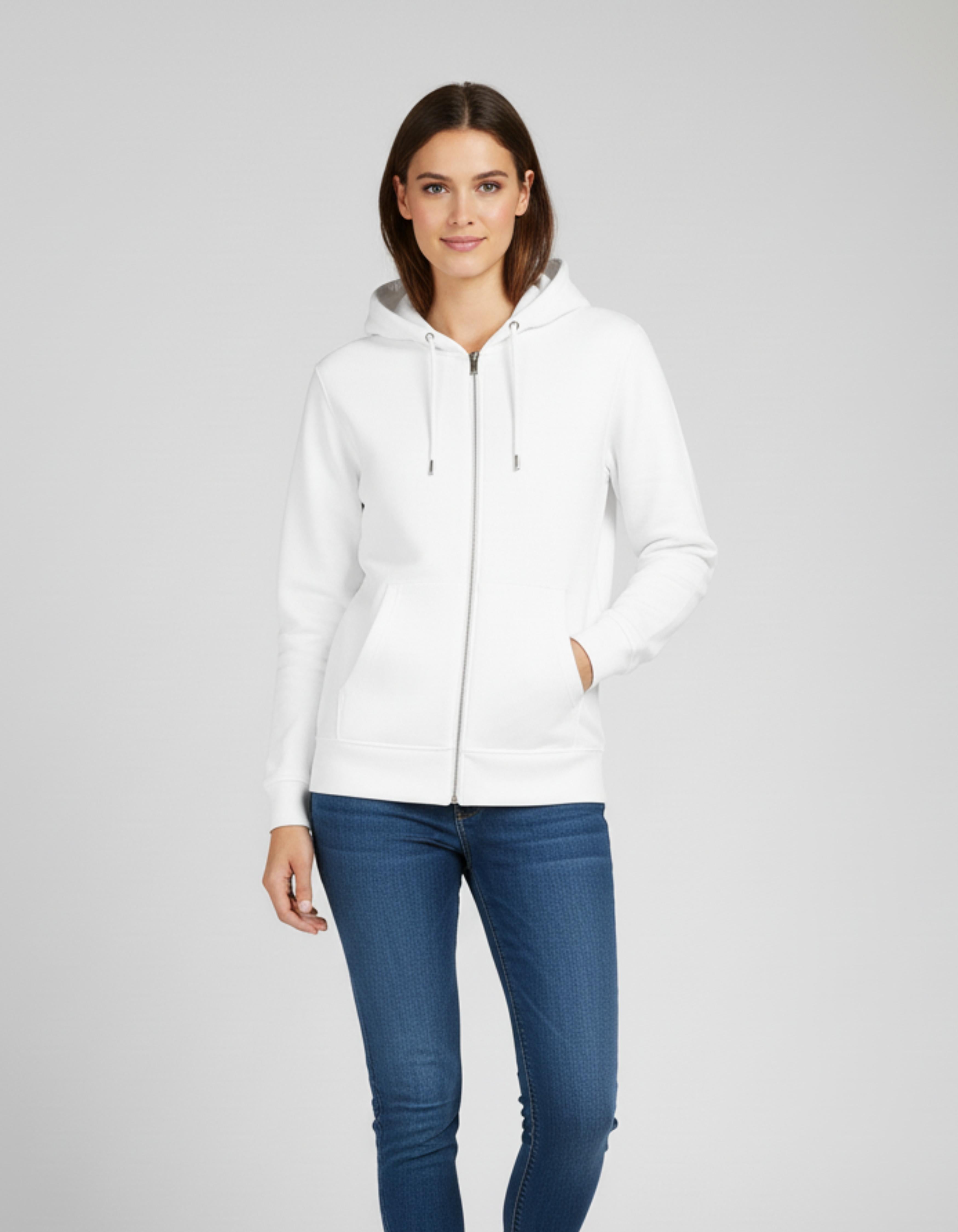 Basic White Zipped Hoodie