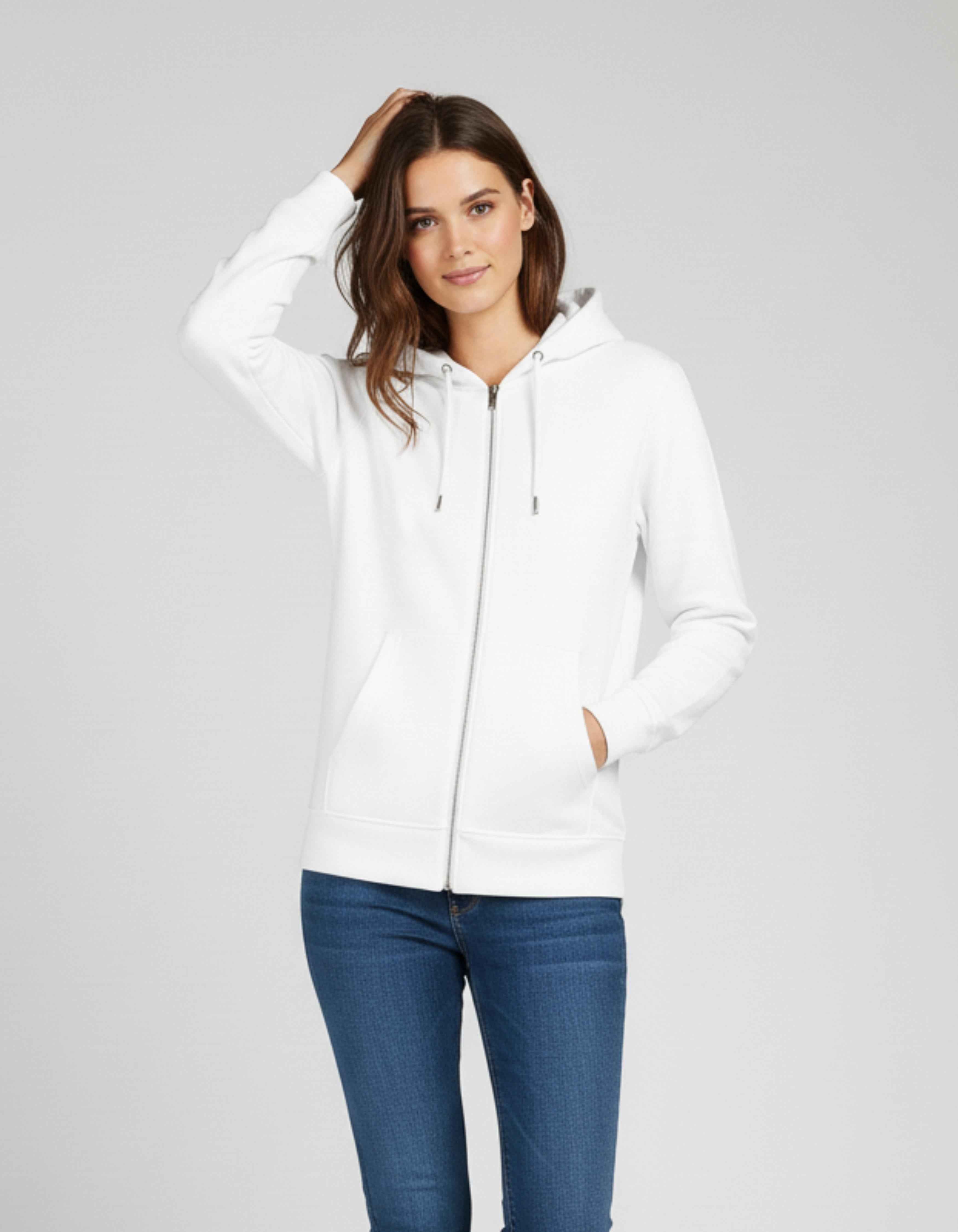 Basic White Zipped Hoodie