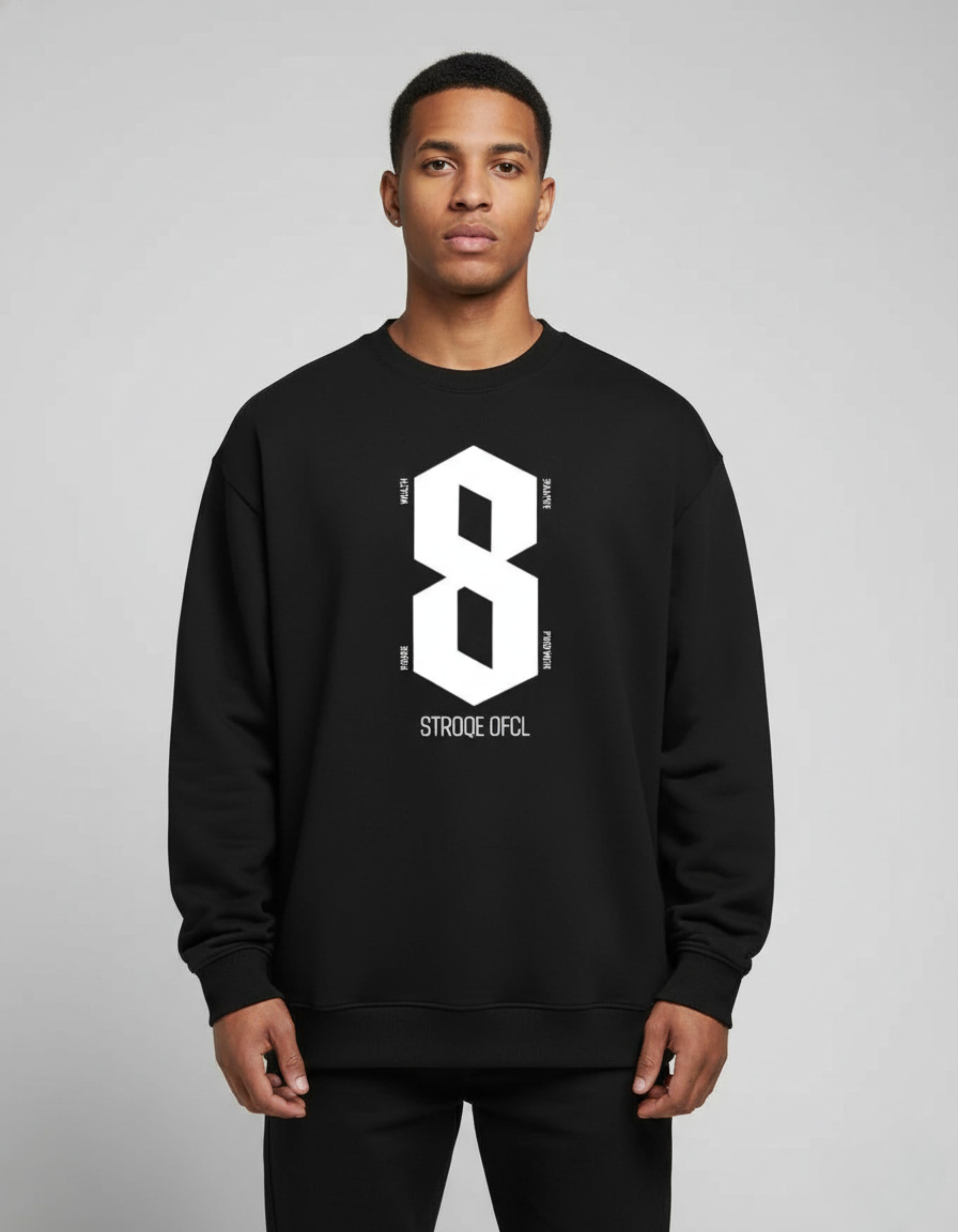 Black #8 Puff Print Oversized Sweatshirt