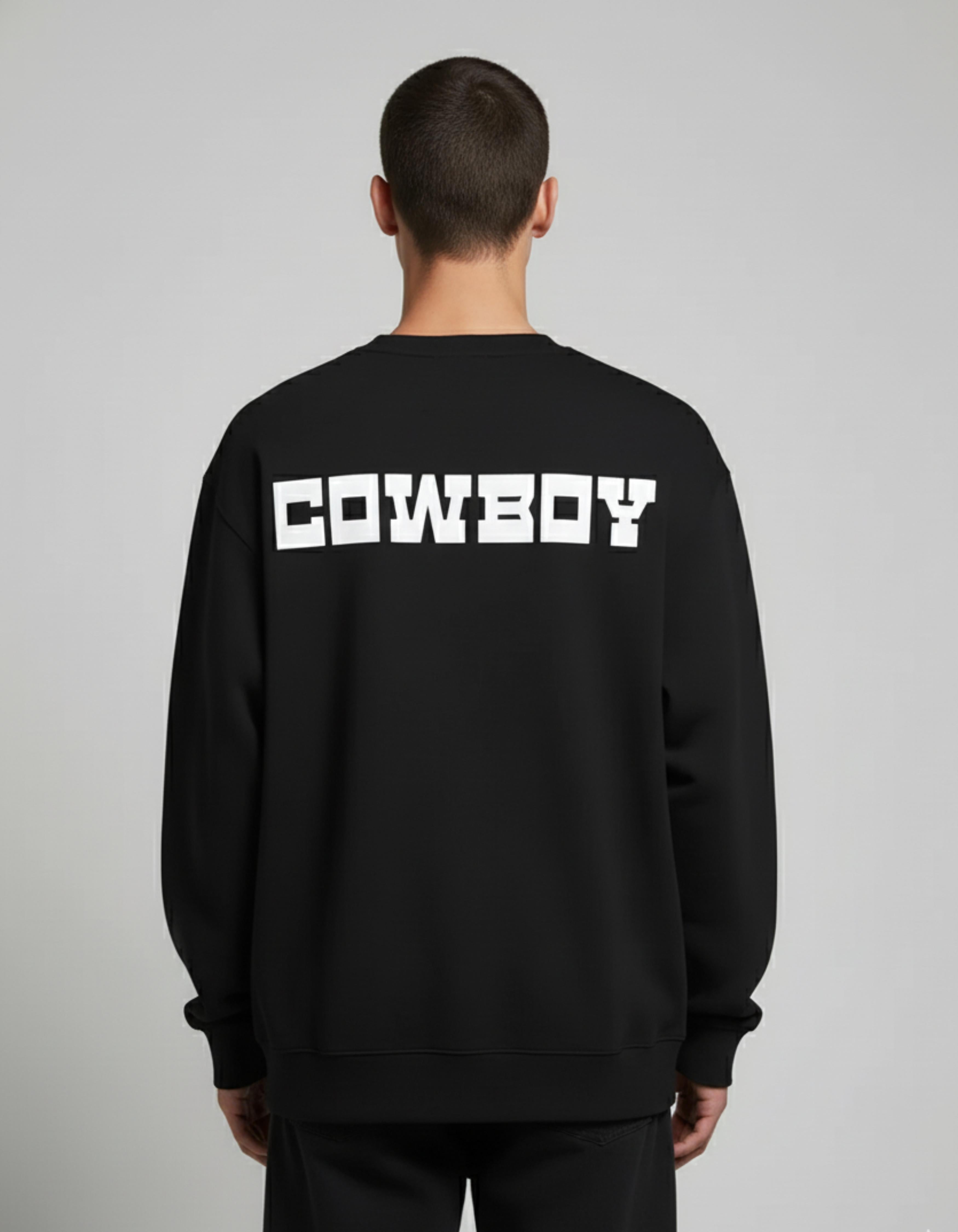 Black Cowboy Printed Oversized Sweatshirt