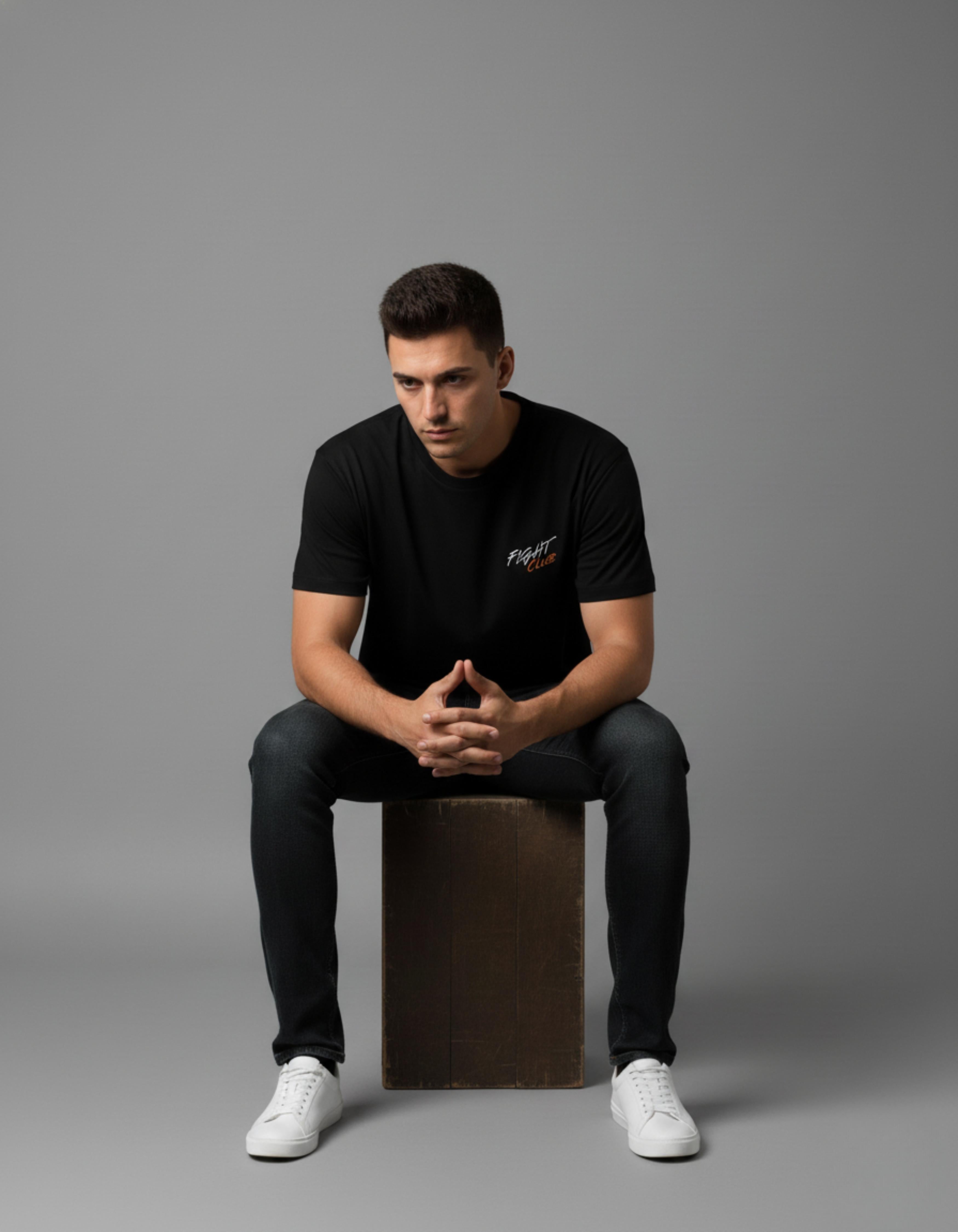 Black Fight Club Printed T-Shirt