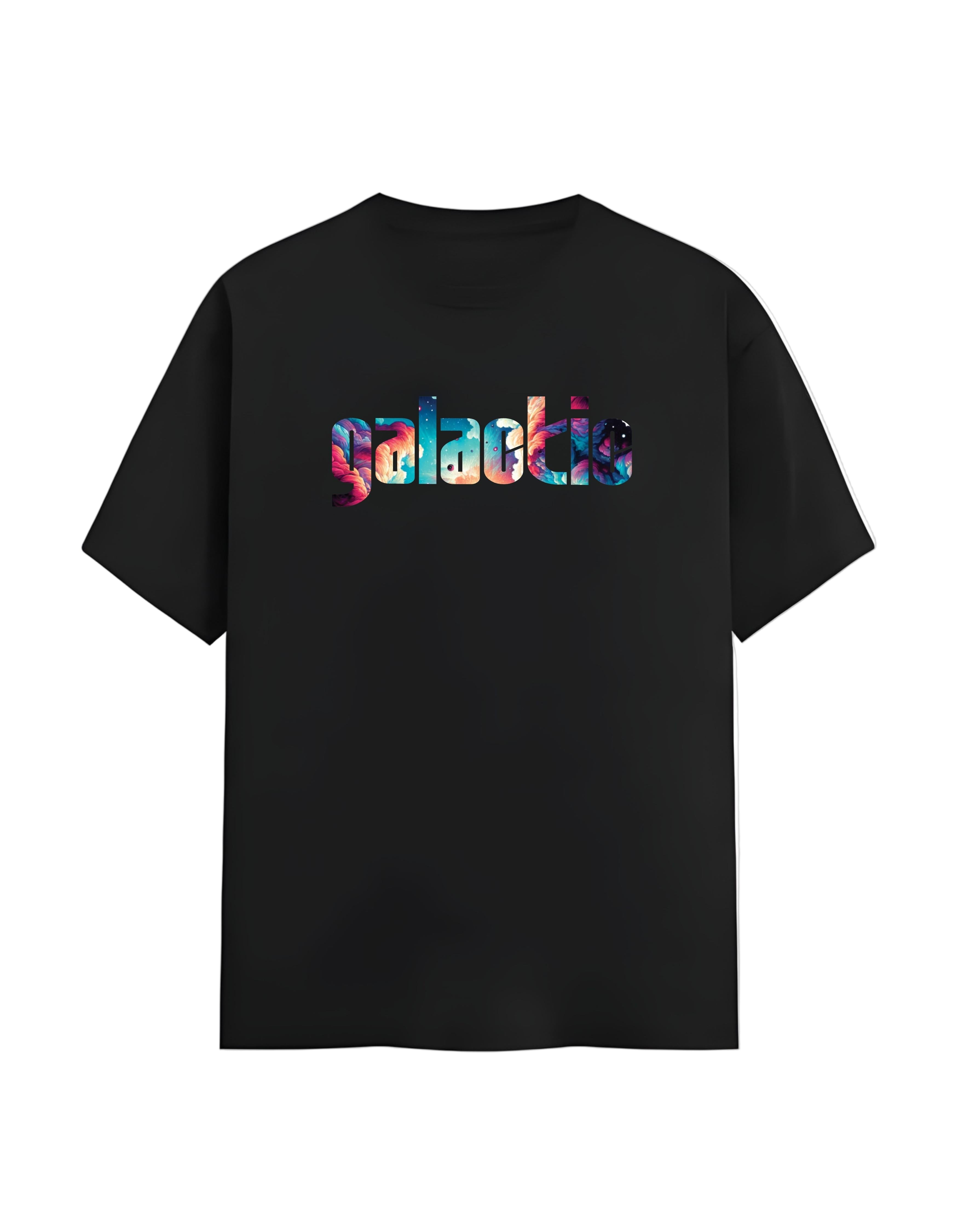 Black Galactic Typography T-shirt