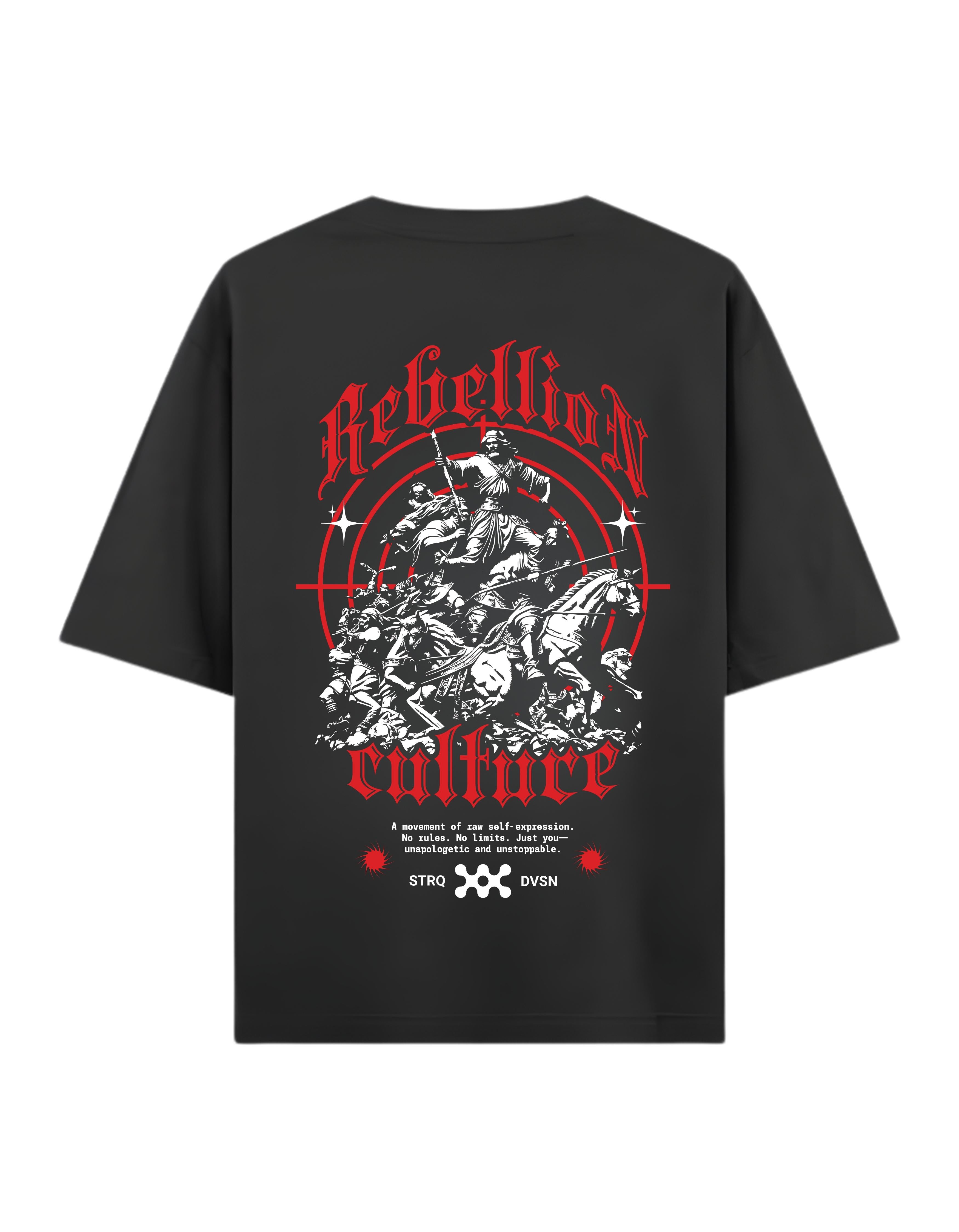 Black Rebellion Culture Printed Oversized T-Shirt